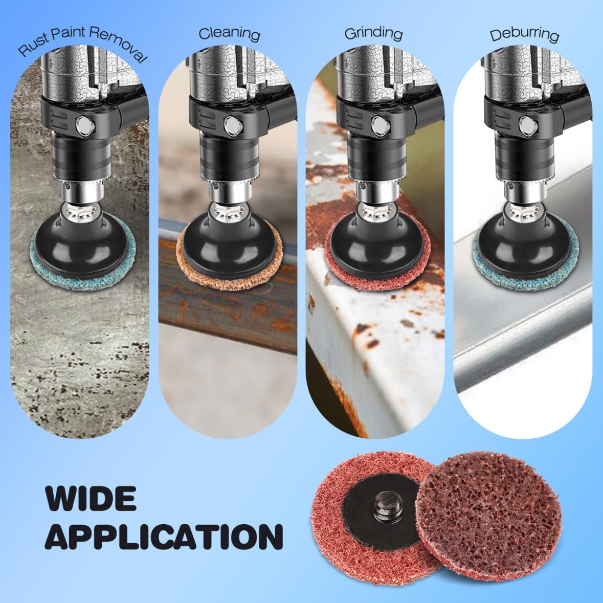 92PCS 2 Inch Quick Change Sanding Discs Set:90PCS Surface Conditioning Pneumatic/Die Grinder Sanding Discs with 1/4" Roll Lock Holder Pad for Metal Strip Clean Polish Burr Finish (Fine Medium Coarse)