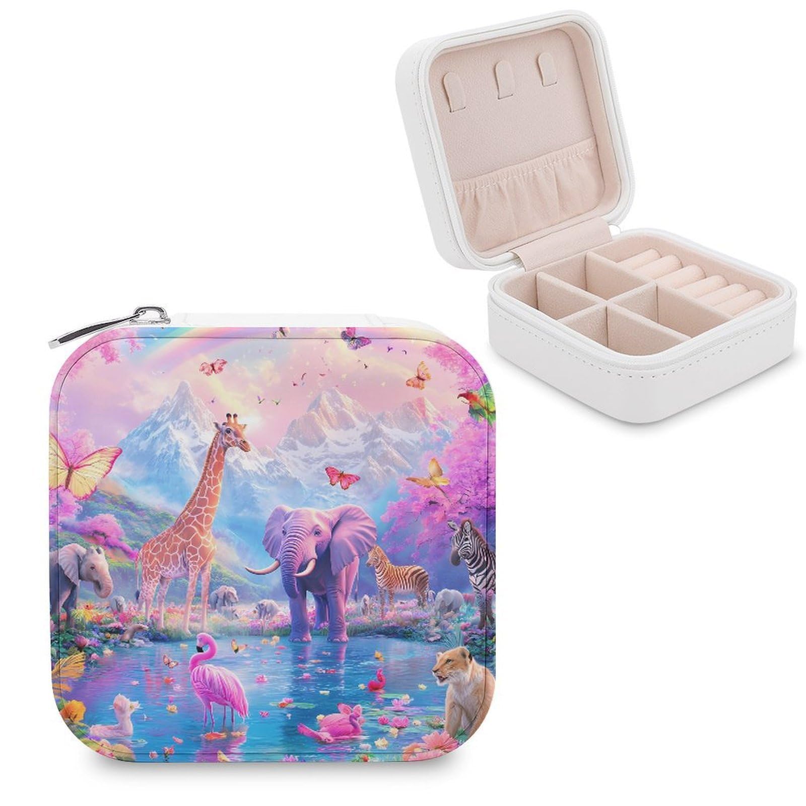 CUTJMDNGH Elephant Giraffe Flamingo Butterfly Jewelry Box for Women Jewellery Case Organizer Storage Boxes Craft