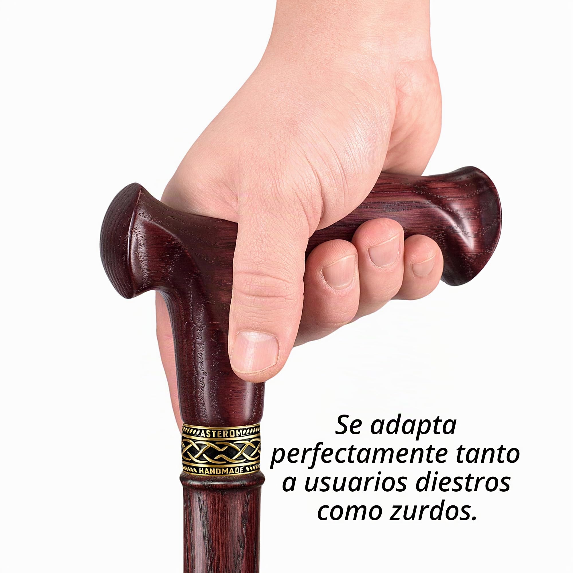 Asterom Bastón ergonómico hecho a mano para hombres y mujeres, elegante bastón de madera