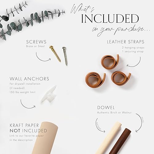 Miniatura 2 de KEYAIIRA - Kraft Paper Message Board Dispenser wood & leather wall hanging grocery list board butchers paper roll holder Dispenser Paper Roller