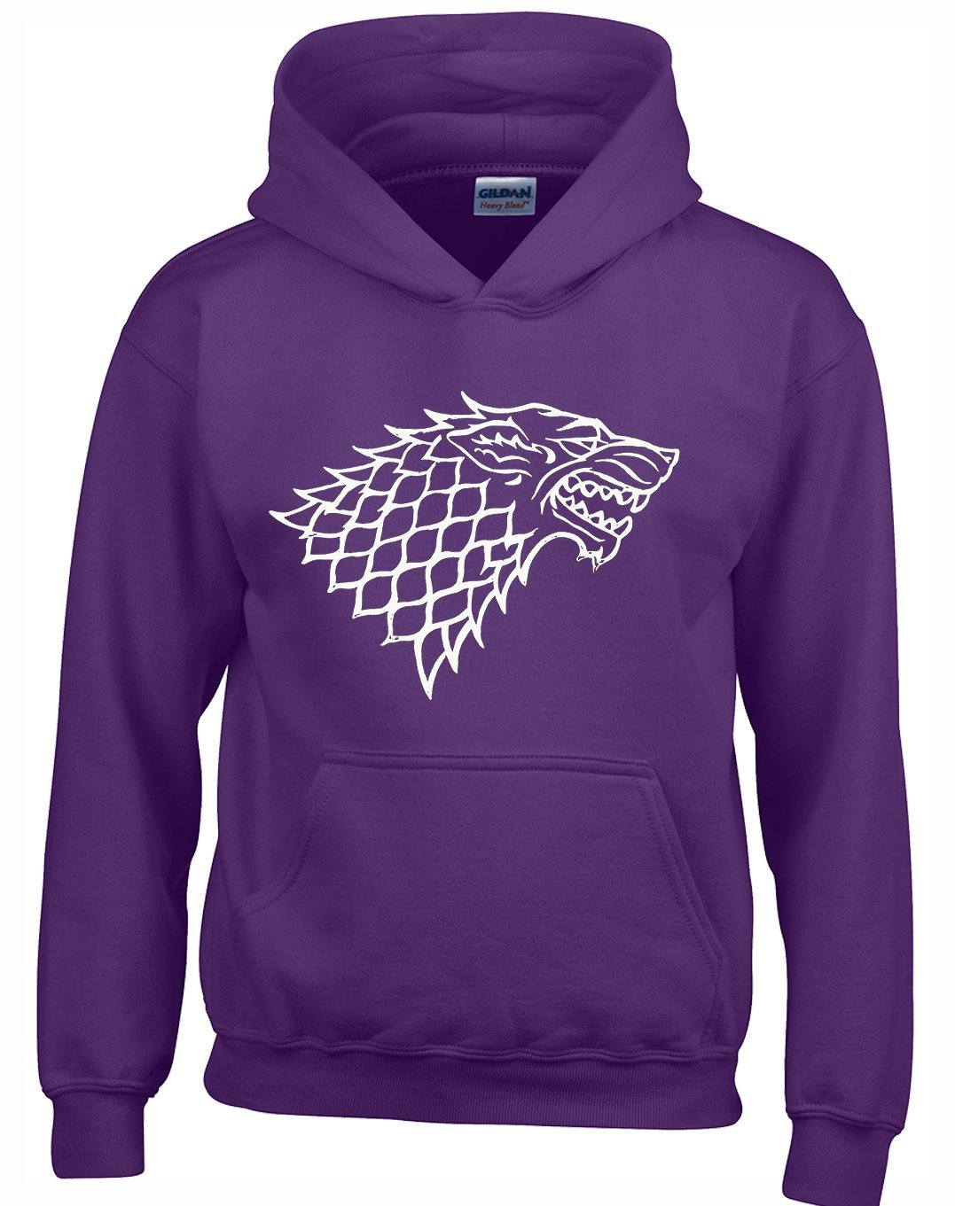 Crown Designs Direwolf House of Stark Sigil Fantasy TV Show Inspired Gift Unisex Hoodies for Men, Women & Teenagers - Purple/Small