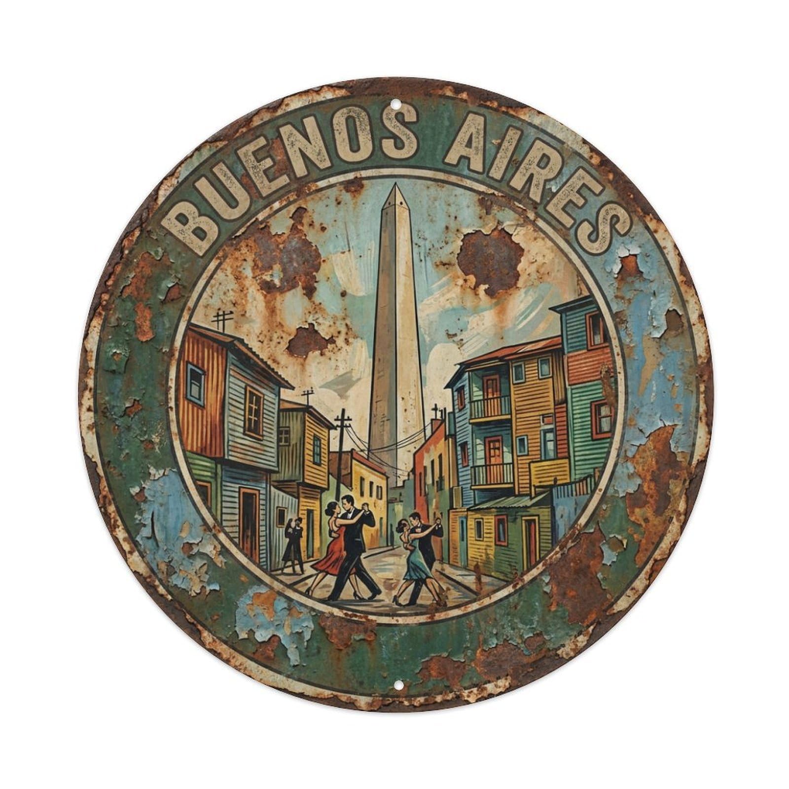 Vintage Travel Argentina Buenos Aires Metal Tin Sign