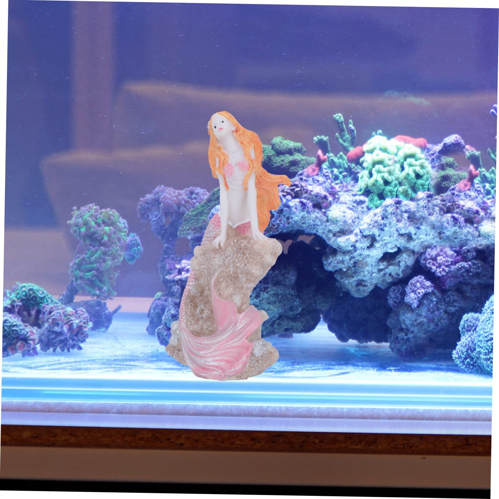 Alipis 2 Pezzi decorazione sirena arredamento ornamento sirena paesaggistica acquario fornitura acquario paesaggio del serbatoio di pesce decorazione dell'acquario resina rosa
