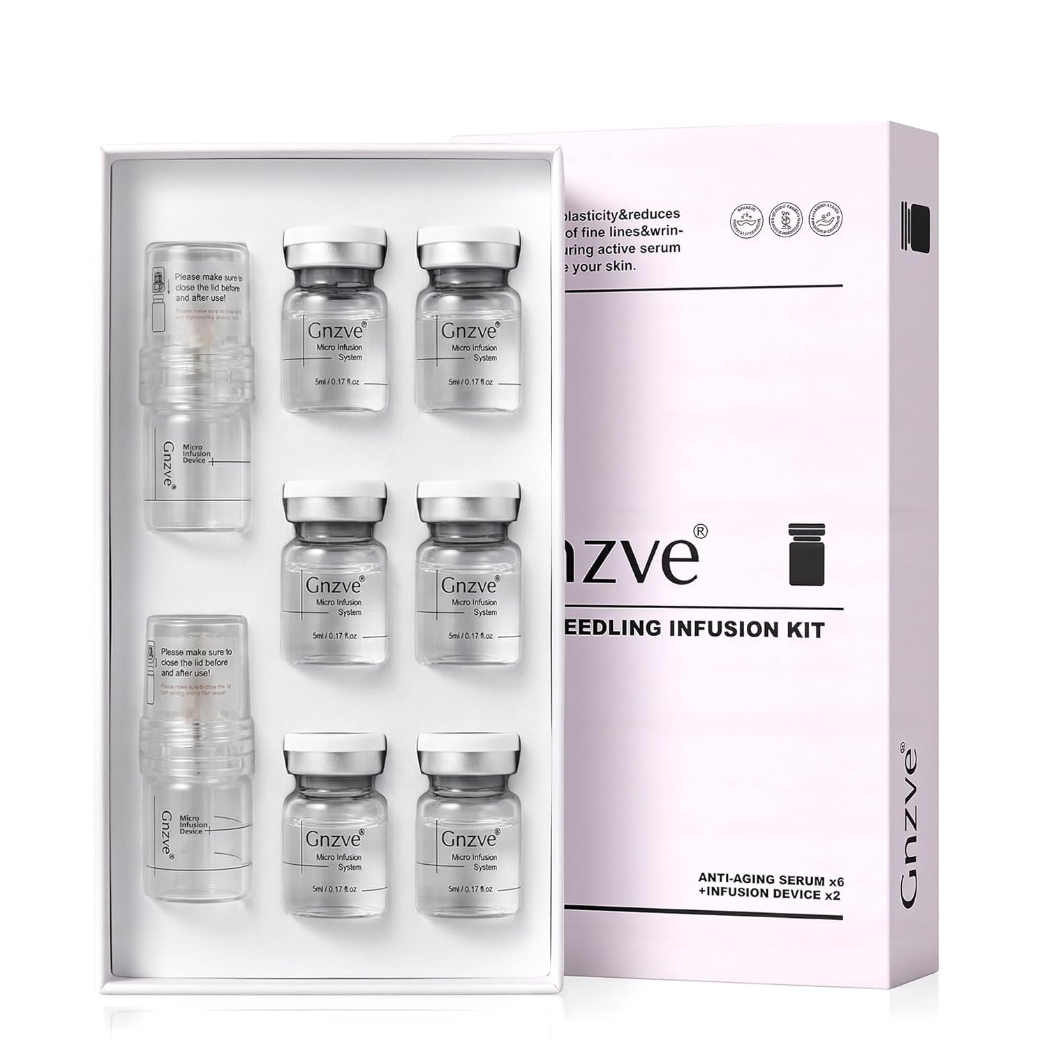 Skin Care Set for Face & Neck, Hydrating Serum with Acetyl Hexapeptide-8, Multi-Peptides & Hyaluronic Acid – Cosmetic Facial Serum and Stamp Kit for All Skin Types At Home (2 Applicators, 6 Serums)