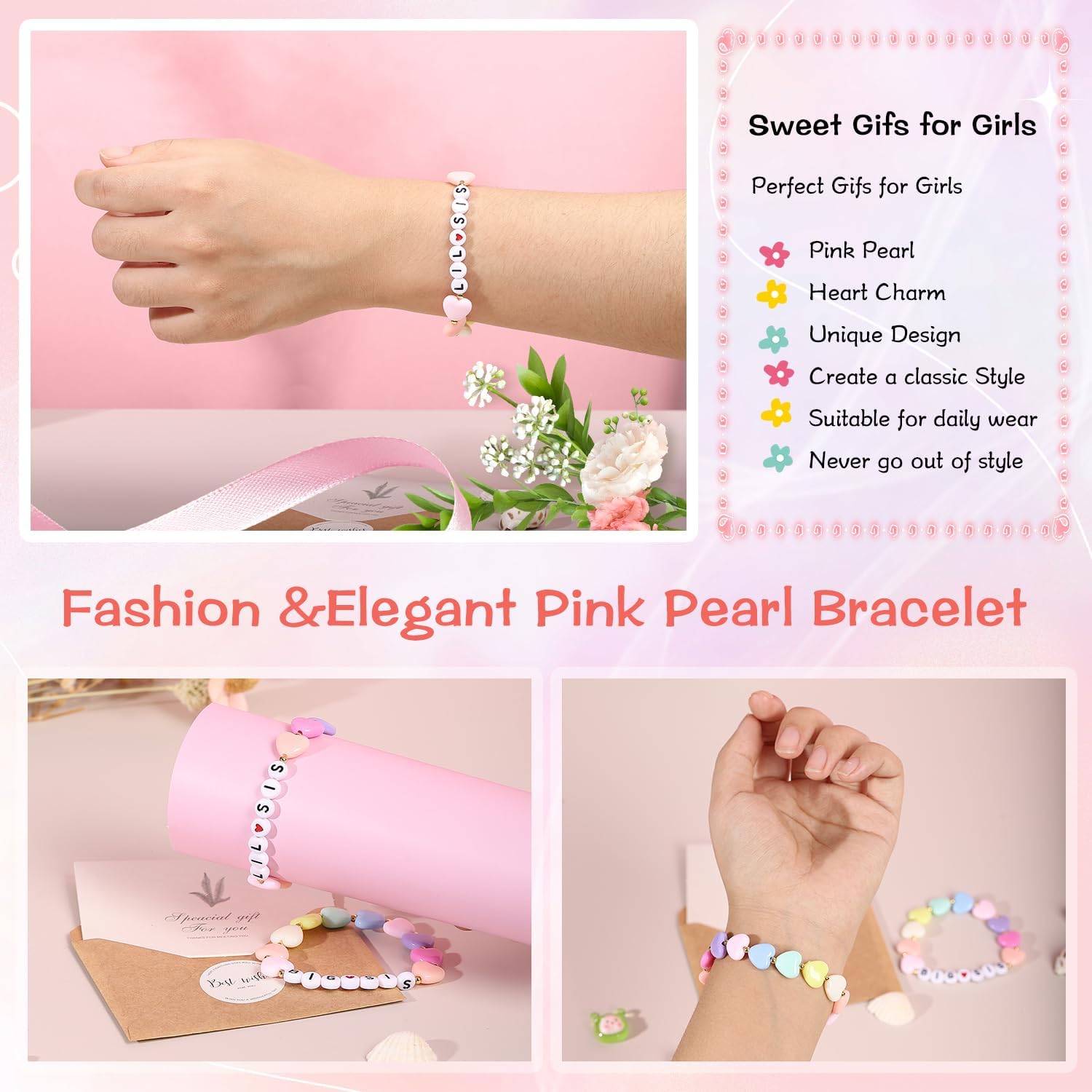 Miniatura 4 de Regalo de hermana mayor para niñas, pulseras para hermanas para bebés, recién nacidos, trajes a juego para hermana mayor, hermana pequeña, joyería
