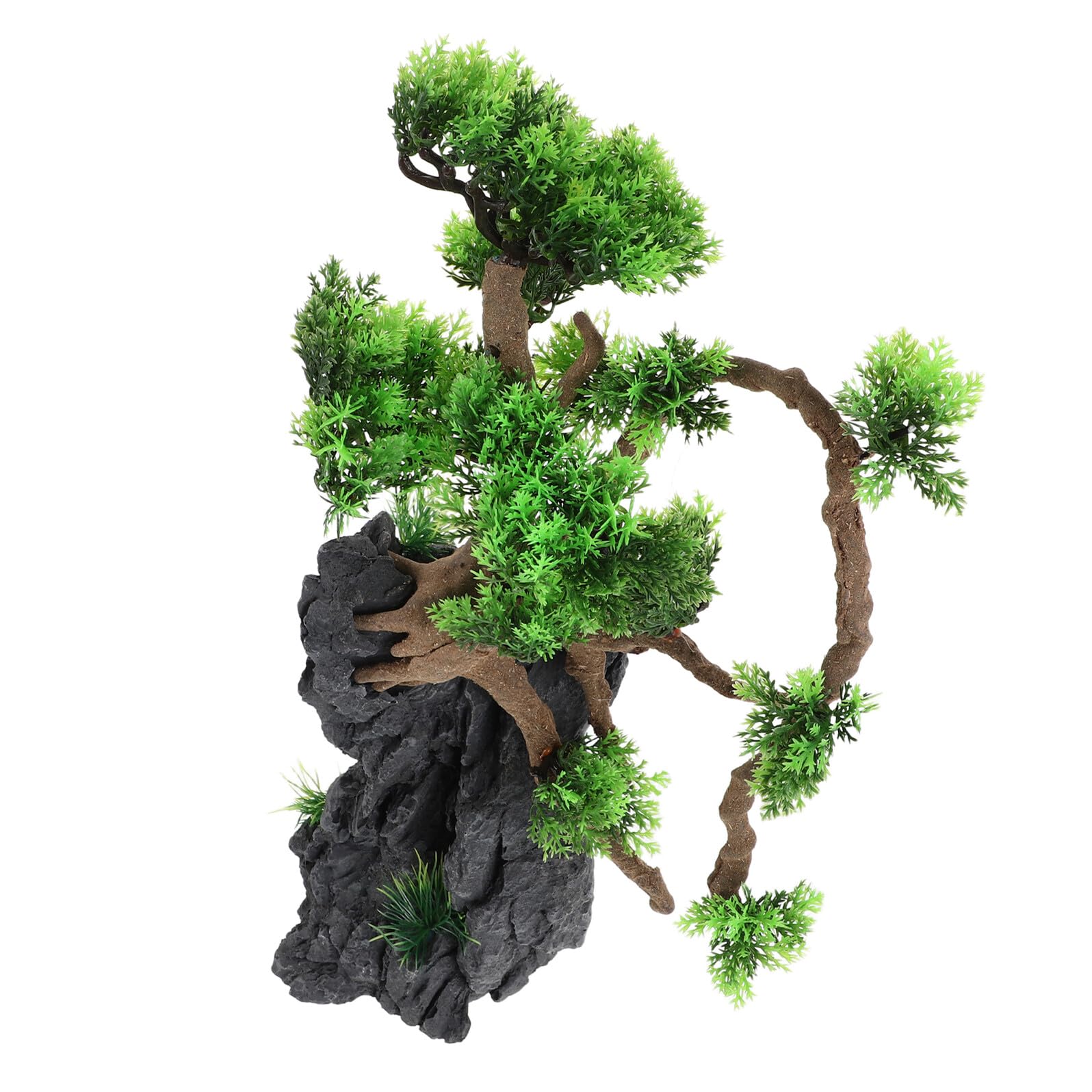 GARVALON Künstlicher Aquarien Bonsai Baum Grünpflanze Aquarium Dekoration Lebensnahe Wasserpflanze mit Anti Fading für Aquascaping und Fischschutz