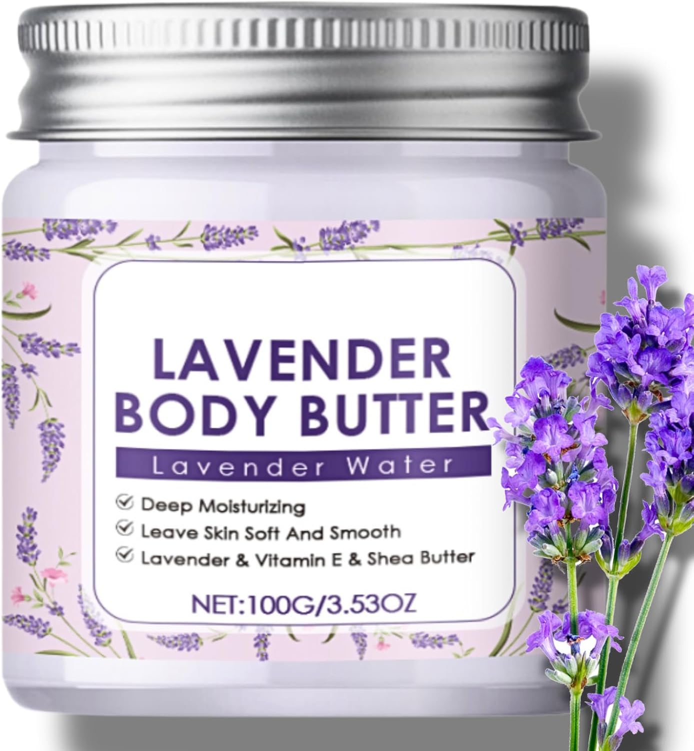 IZBEAUVO Lavender Body Butter – Organic Shea Butter Vitamin E, Self Care Replenishes, Soothes Dry & All Skin, Softens & Boosts Skin Overall Moisture and Radiance, Vegan Butter Body Butter for Women