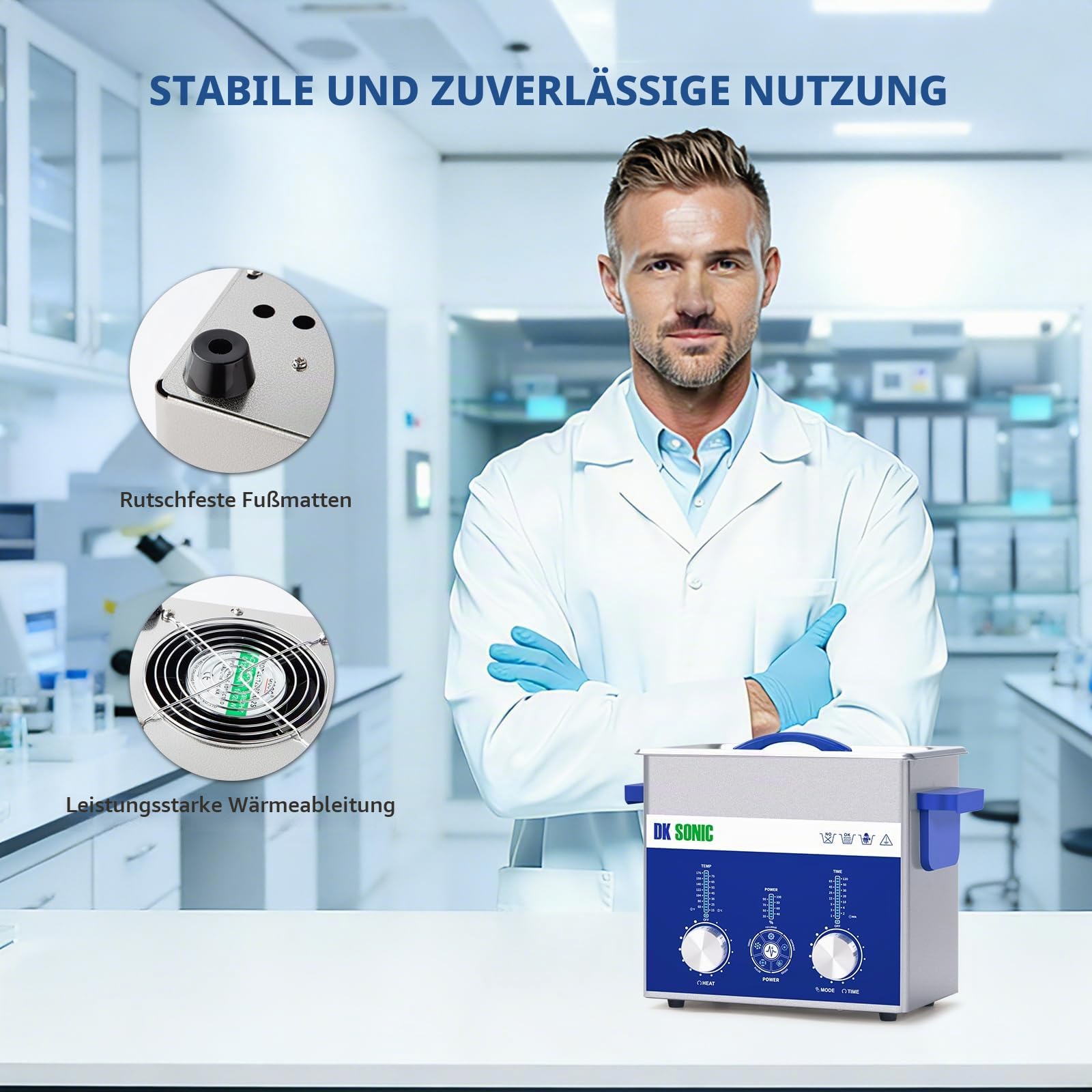 DK SONIC Ultraschallreiniger 4L, 120W, Gewerbliches Ultraschallreinigungsgerät mit Leistungsstarker, Codierter Steuerung und Fünf Modi für die Reinigung von Brillen, Halsketten, Uhren und Münzen