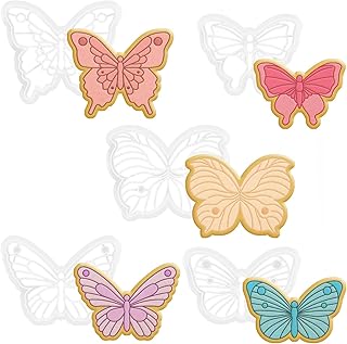 VorkiVecKi Butterfly Embossed Cookie Cutter - Polymer Clay Embossing Cutters Set Shapes 5 Pcs Plunger Biscuit Molds Tools ...