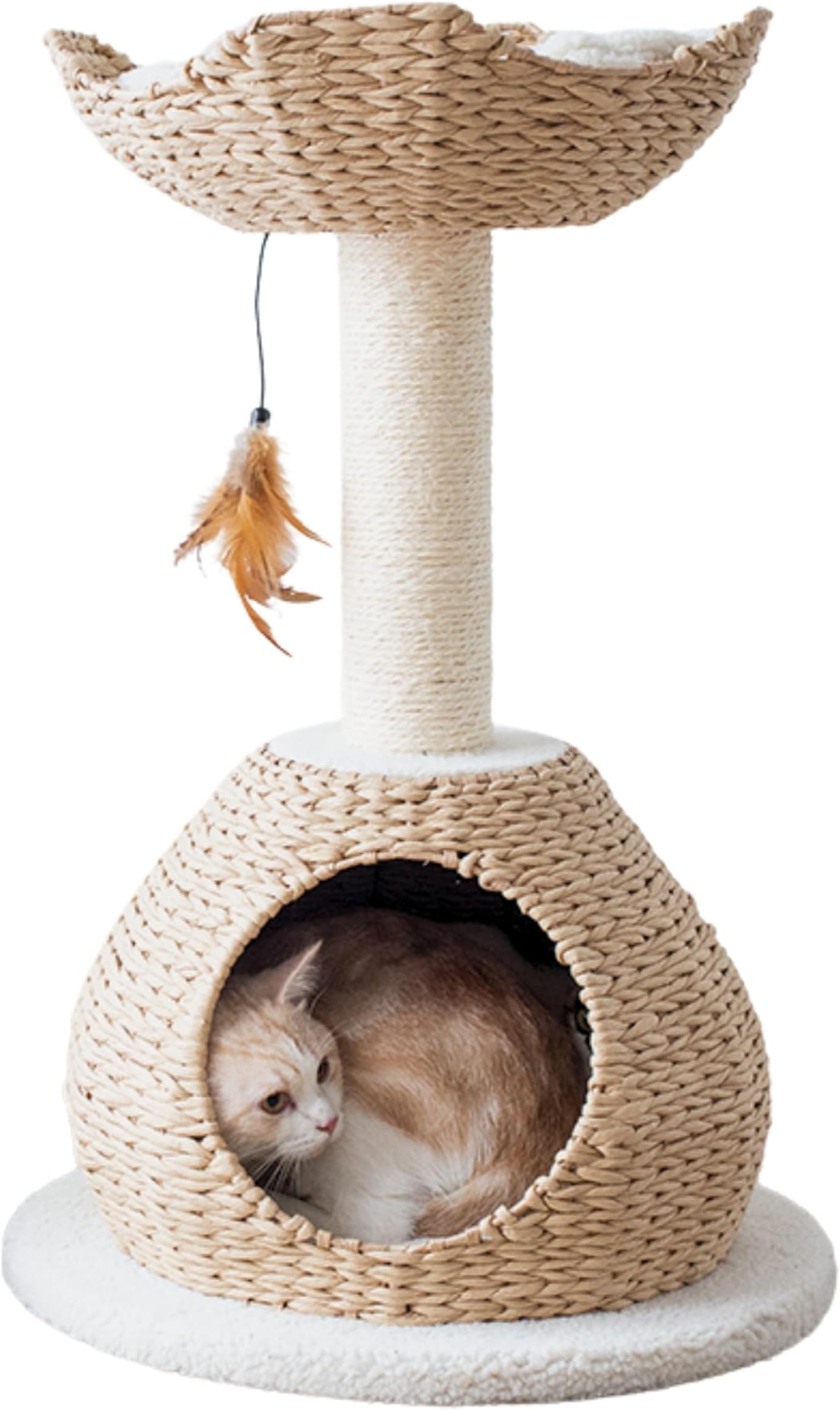 PetPalsLuxuriöser handgefertigter Boho Chic Katzenbaumturm - Nachhaltiges Design - Perfekt für kleine Rassen - Moderne Katzenmöbel mit Bett und Kratzpfosten