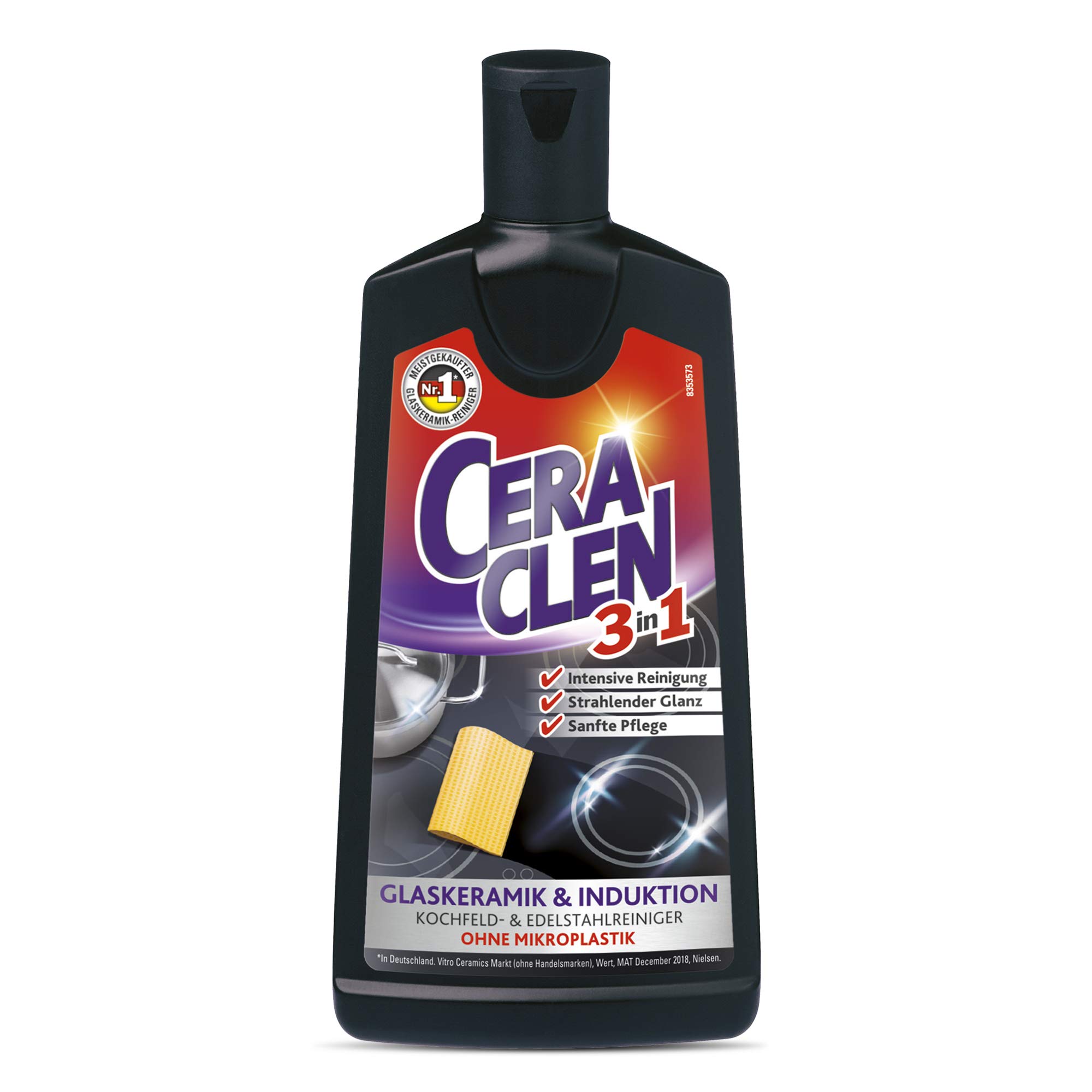 Ceraclen Detergente e cura per piano cottura in vetroceramica e induzione e acciaio inox – pulizia, lucentezza e cura – 1 x 200 ml