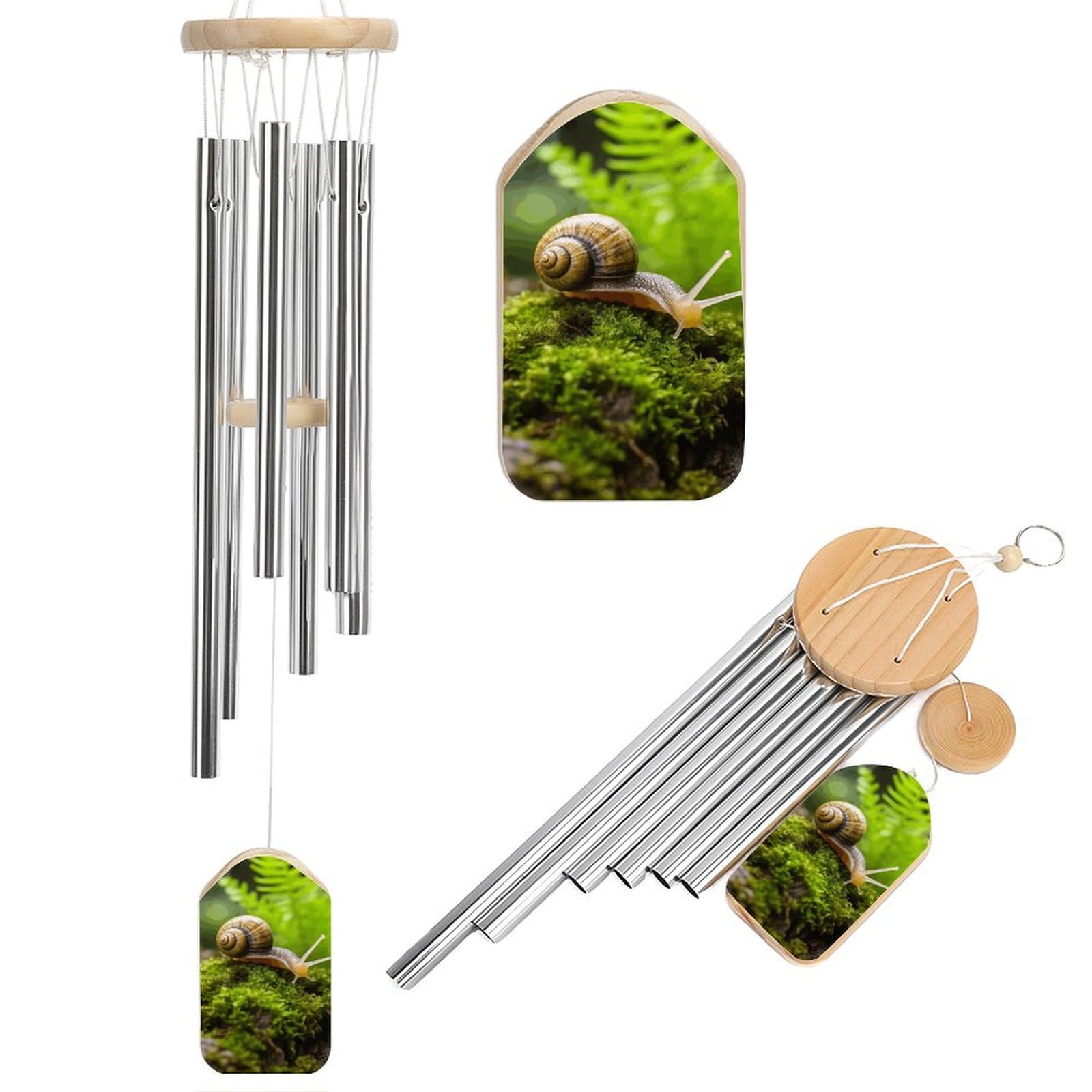 Outdoor Wind Chimes, Snail Crawling Printed Wind Chimes,Simple Wind Chimes,Curtain Wind Chimes for Home Decoration
