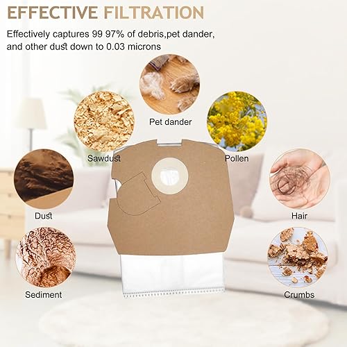 Miniatura 3 de Paquete de 10 bolsas de vacío HEPA de repuesto compatibles con aspiradora comercial Clean Obsessed CO711 y Perfect C105