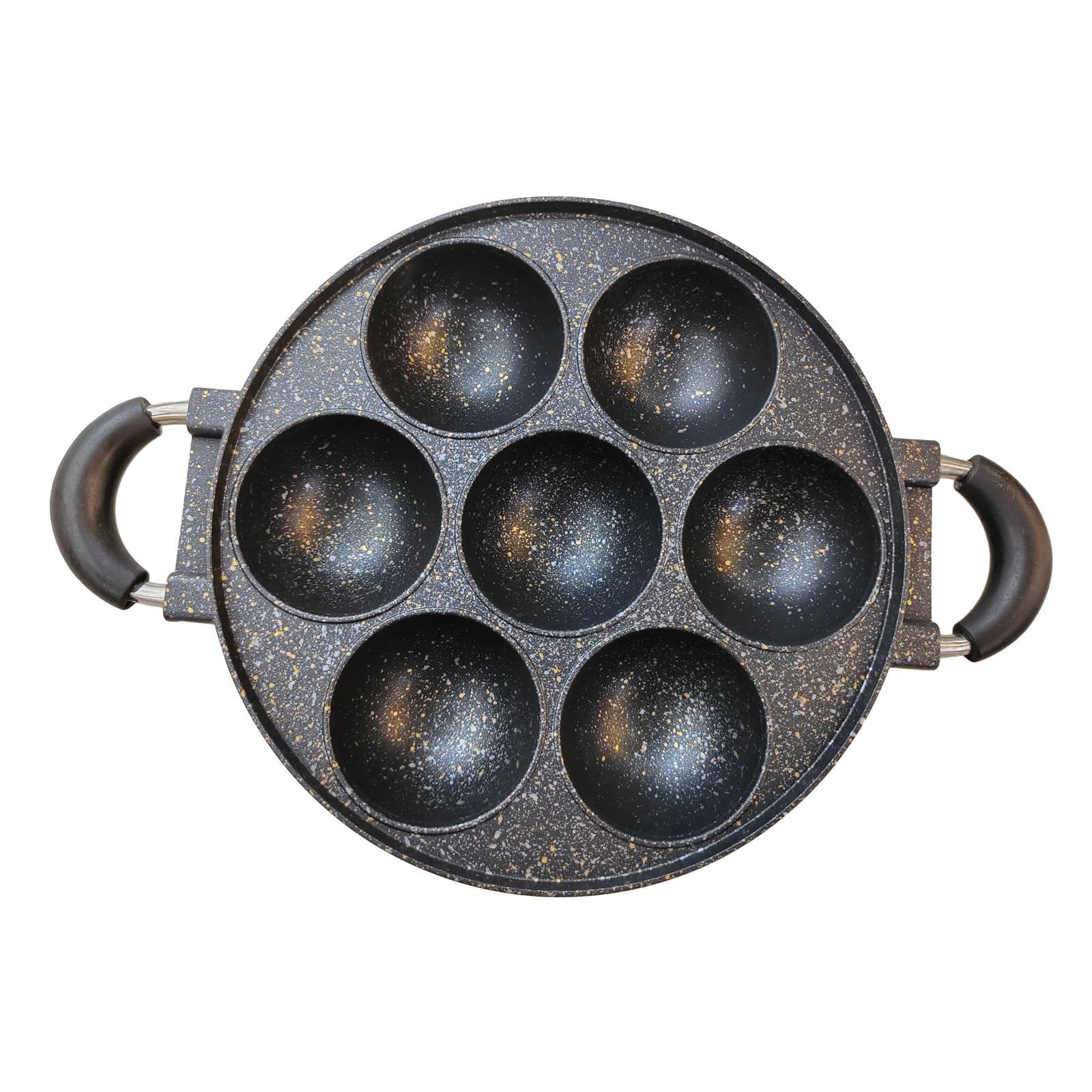 LOVIVER Molde para magdalenas, molde redondo para pasteles, suministros antiadherentes para hornear, bandeja para cupcakes de aleación de aluminio de 7, Negro con punto
