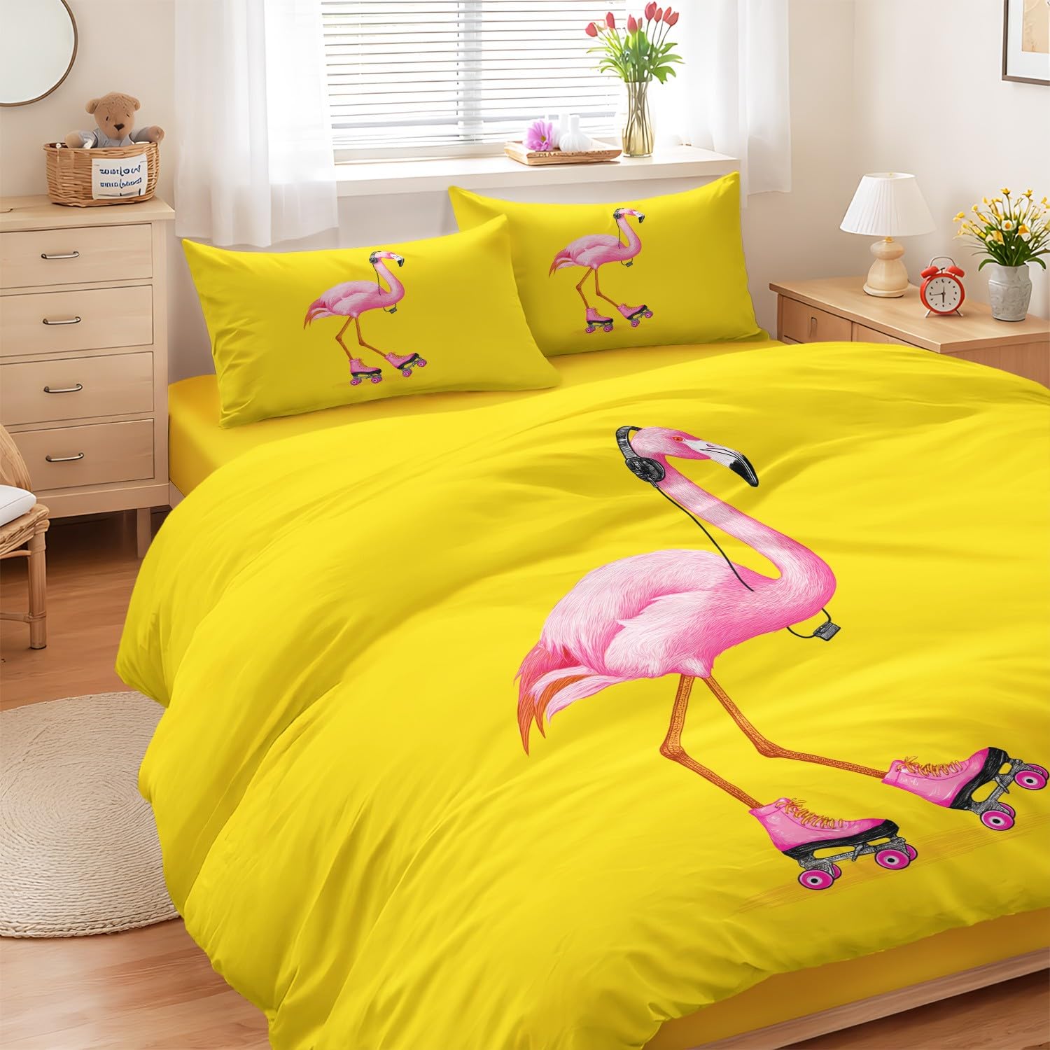 Housse de Couette 240x260 Flamant Rose pour une Chambre d'Enfant Cosy et Vintage