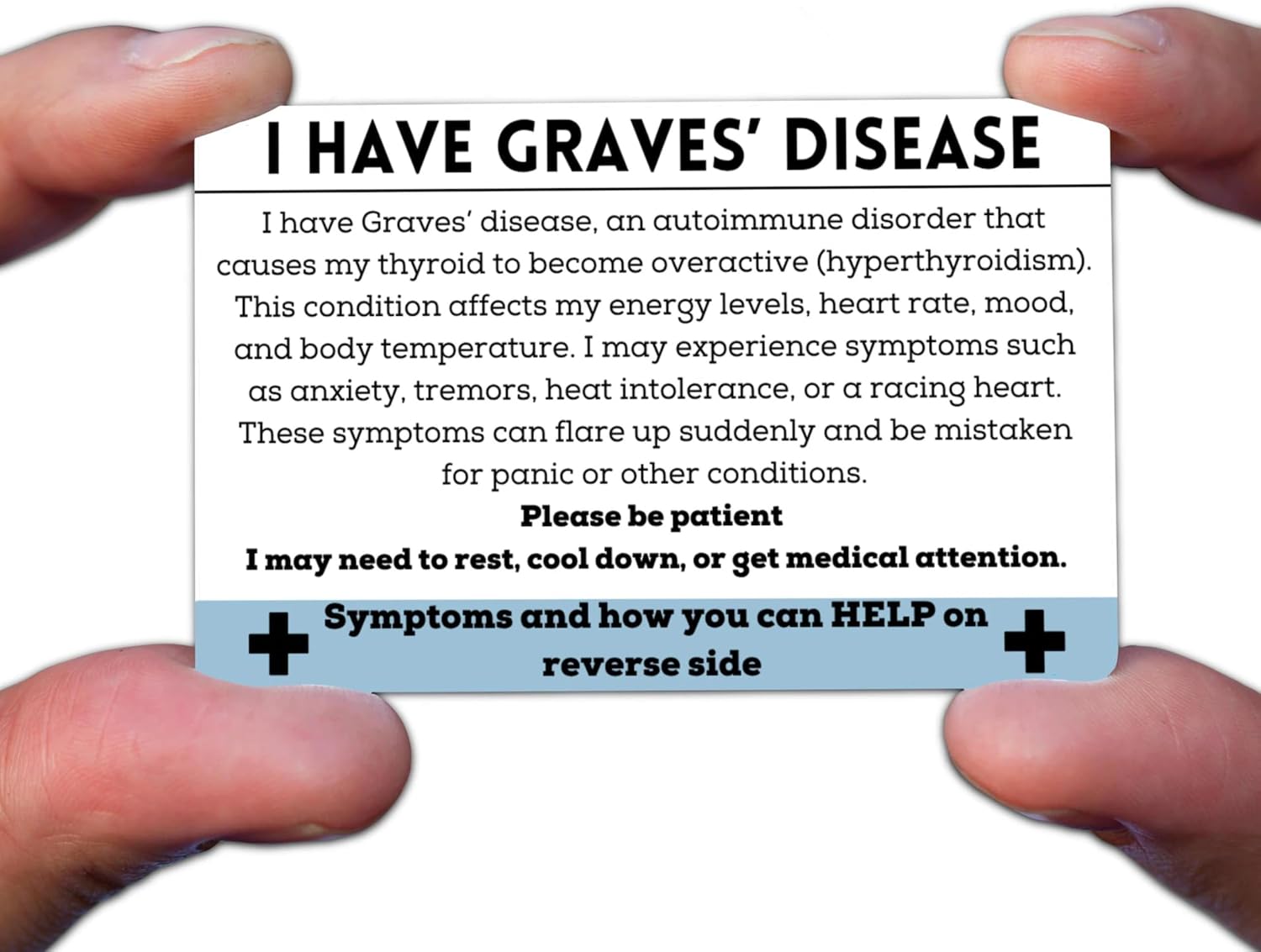 Graves' Disease Medical ID Card, Waterproof Metal Wallet Card