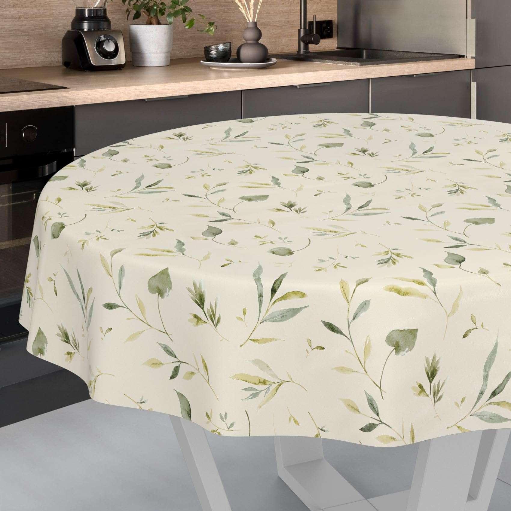 ANRO Mantel de hule lavable, para jardín, impermeable, redondo, 140 cm, borde de corte, diseño floral canadiense