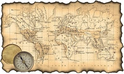 Ancient World Map - Antique Style Travel Map with Cities in Detail - Wall Art Print Poster 18x12