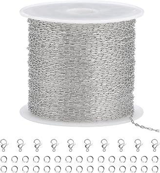 SMYHTGLIF 10 Meters Silver Stainless Steel Chain Paperclip Jewelry Chain