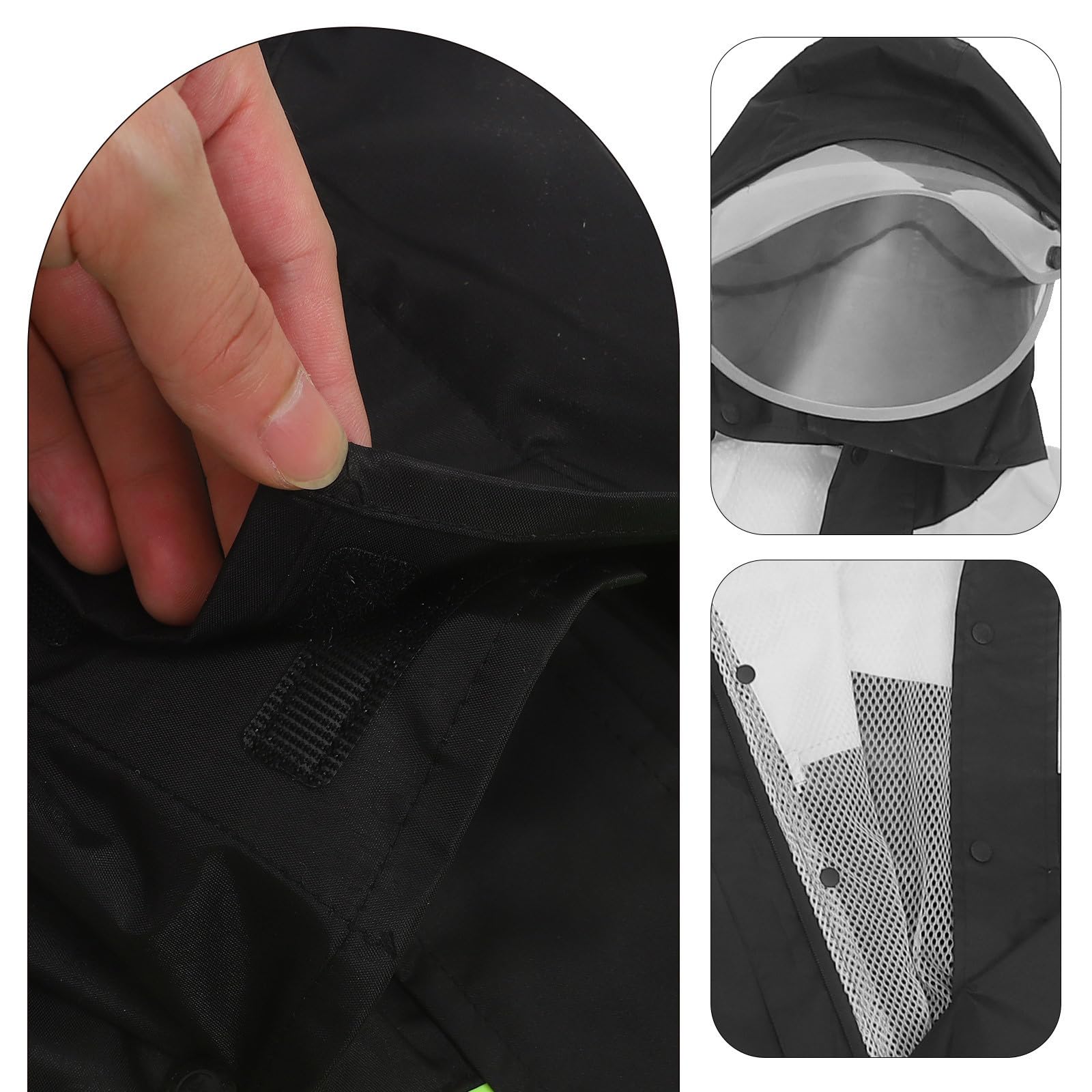 MERRYHAPY Traje de Lluvia Chaqueta y Pantalones Cortaviento y Cómodo Negro Impermeables de PU Adhesivo Hombre para Motocicleta para Conducción al Aire Libre