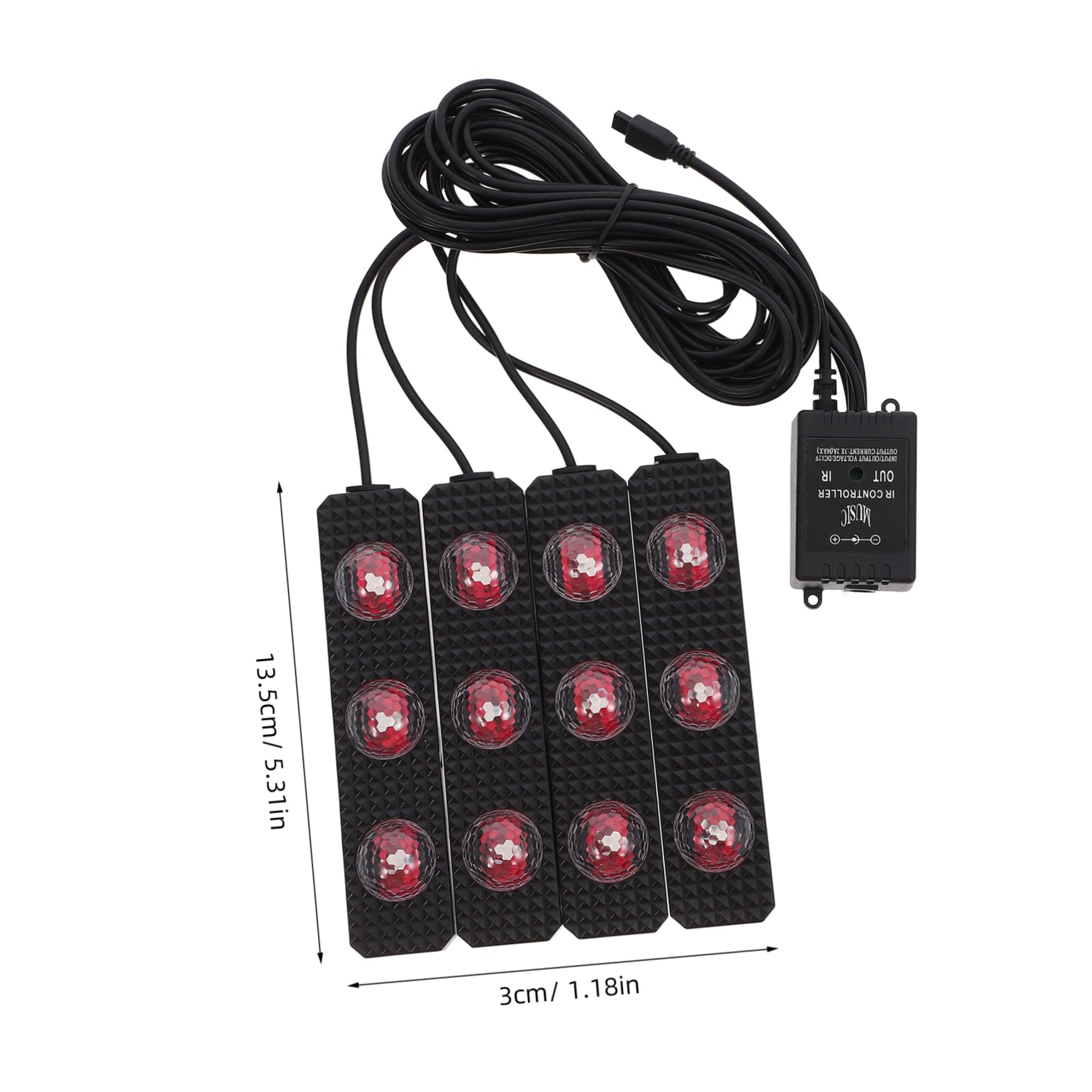 Luces Ambiente Coche Interior USB, 4 Tiras LED Multicolor
