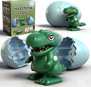 Dinosaur Egg Hatching Toy, Surprise Dinosaur Eggs with Dinosaur Inside, Rotate & Pop Up Cute Clockwork Fun Animal Toy, Portable Gift for Kids Holiday Easter (Egg B-Dinosaur)