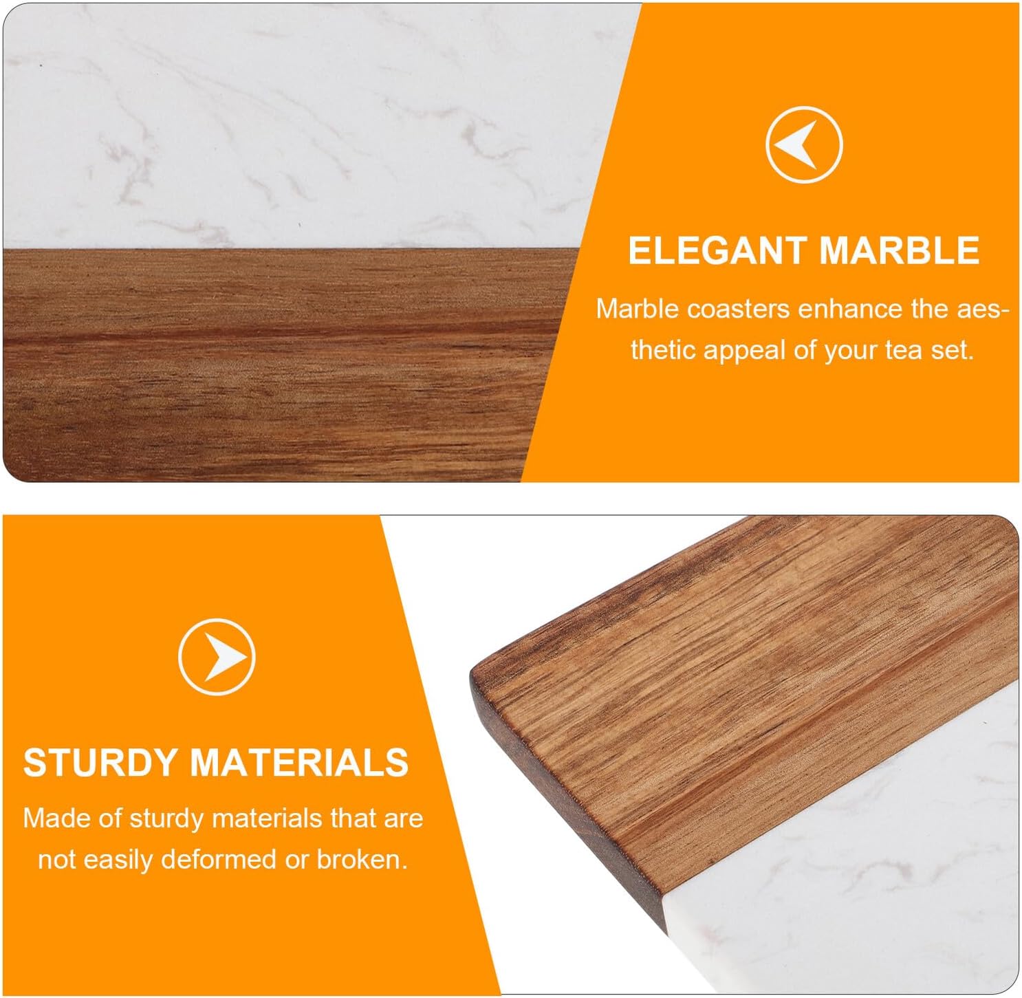 4pcs Small Serving Tray with Acacia Wood and Elegant White Marble Square Coasters for Drinks Tea Cups and Snacks Multifunctional Charcuterie Platter and Cup Holder Coasters for