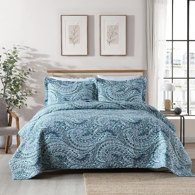Reversible Bedspread Set Blue Queen