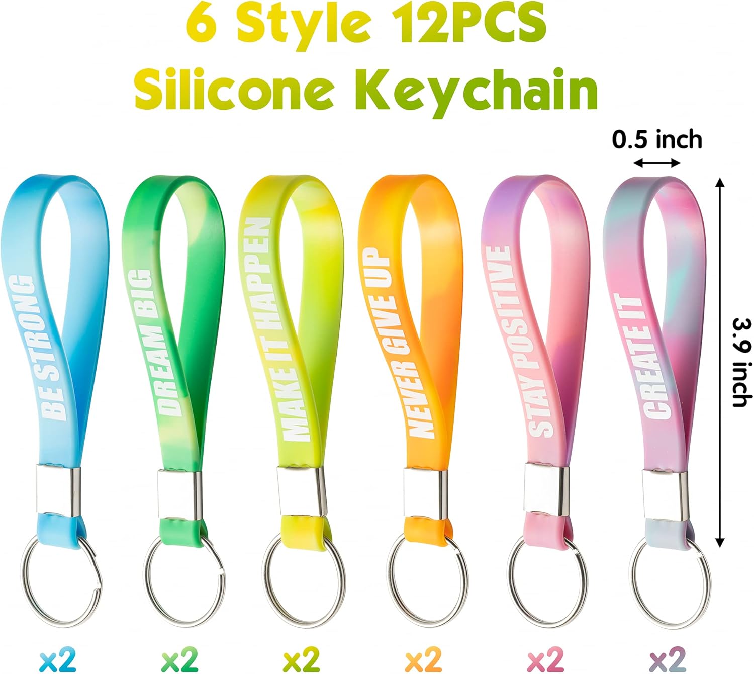 Haooryx 36Pcs Inspirational Rubber Wristbands Silicone Keychains and Button Badge Pins, Motivational Silicone Bracelet Party Favor Supplies for Kids Teens Birthday Gift Goodie Bag Fillers Class Reward
