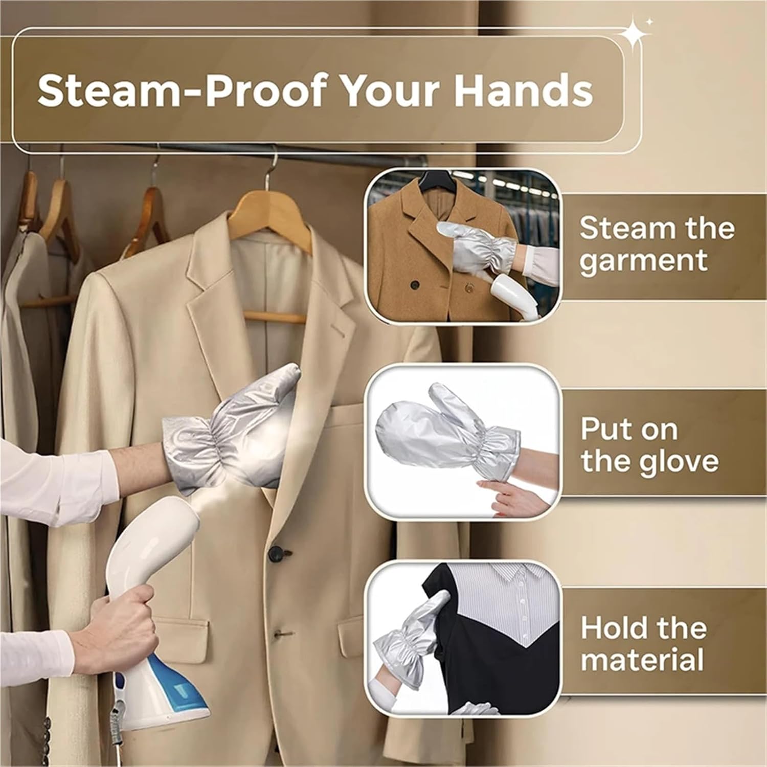 Steamer Glove 24pcs Grey Protective Garment Steaming Glove - Heat-Resistant Iron Mitt(Color1)