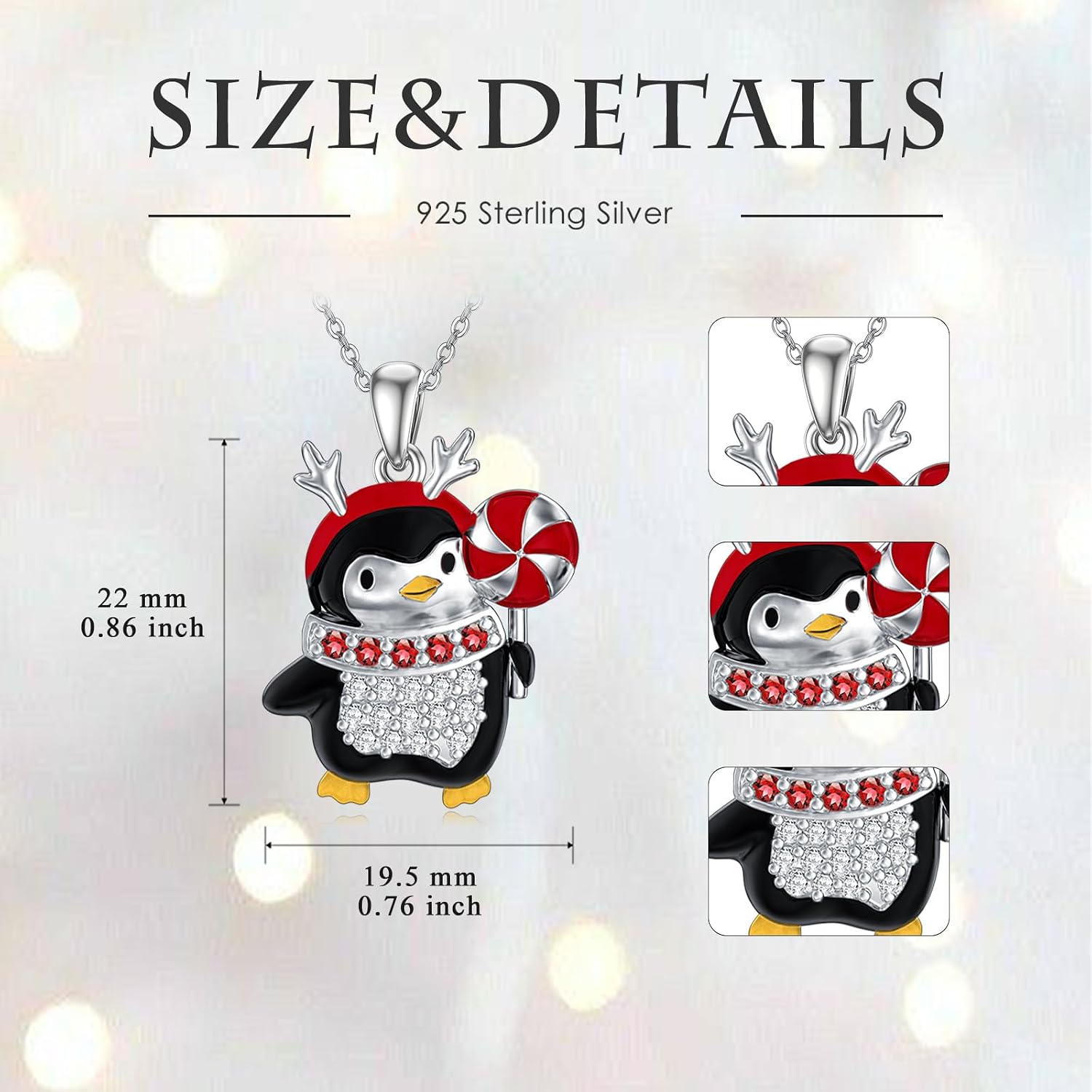 Christmas Necklace 925 Sterling Silver Christmas Pendant for Women Holiday Jewelry Gifts Xmas image 5