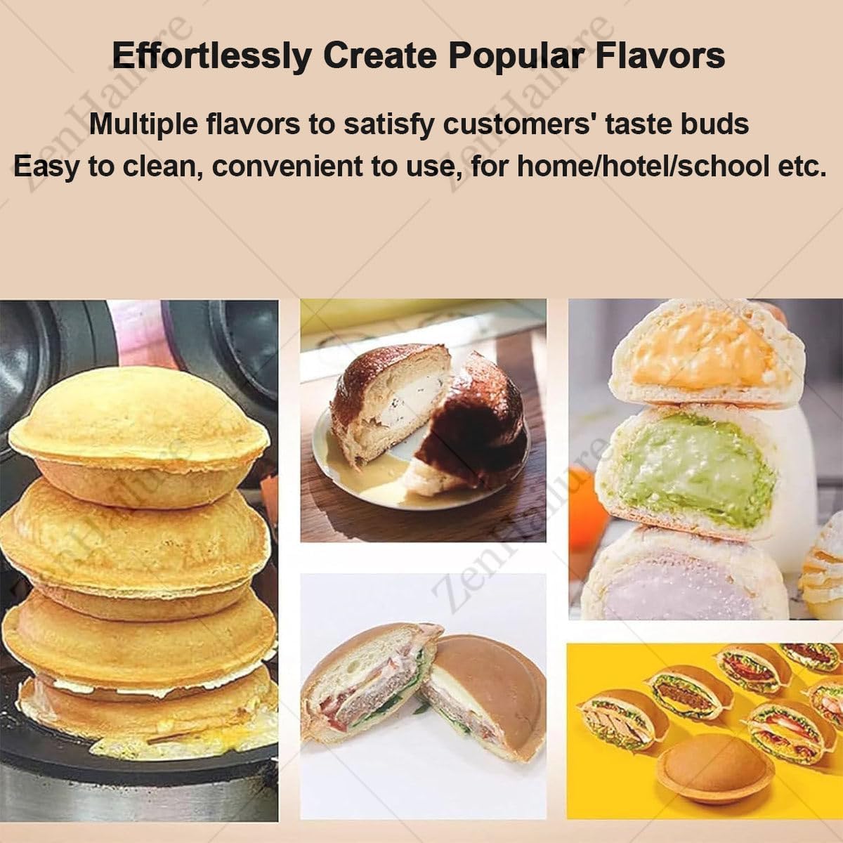 1200w Electric Burger Waffle Maker,Commercial Non-stick Hamburger Machine,Stainless Steel Ice Cream Waffle Baker Machine,Double-Sided Thermostat,For Home,Kitchen,Breakfast,Doublehead Singleheaded