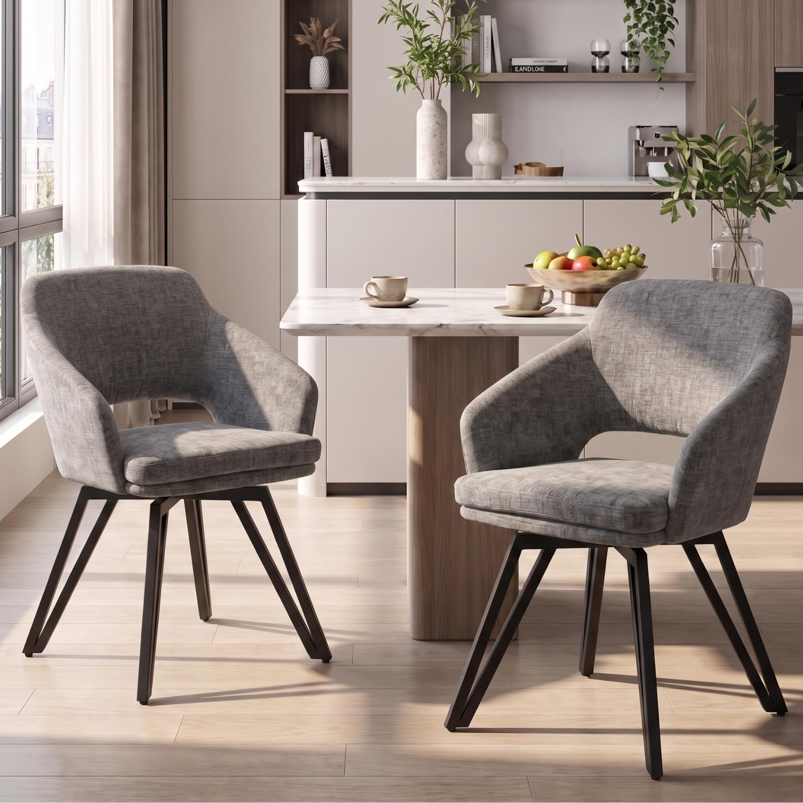 Ya-Home Esszimmerstühle drehbar 2er Set, Drehstuhl Esszimmer, Grau