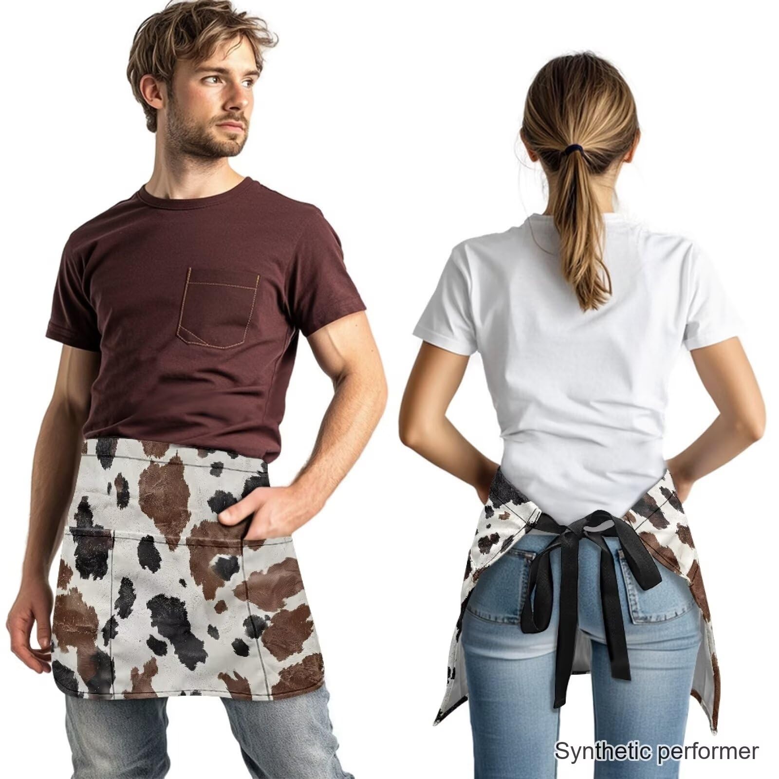 Delantal de cintura con 3 bolsillos, impermeable, de 13 pulgadas, corto, media cintura, para mujeres y hombres, delantal de camarera