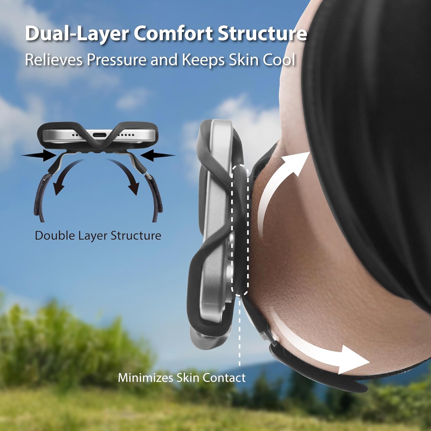 BONE Run Tie 3, Running Phone Armband, Skin-Friendly Silicone Sport Armband with Dual Layer Structure for Heat-Dissipation, Workout Phone Holder for iPhone and 4-7"-7.2" Smartphones (Size L) - Image 2