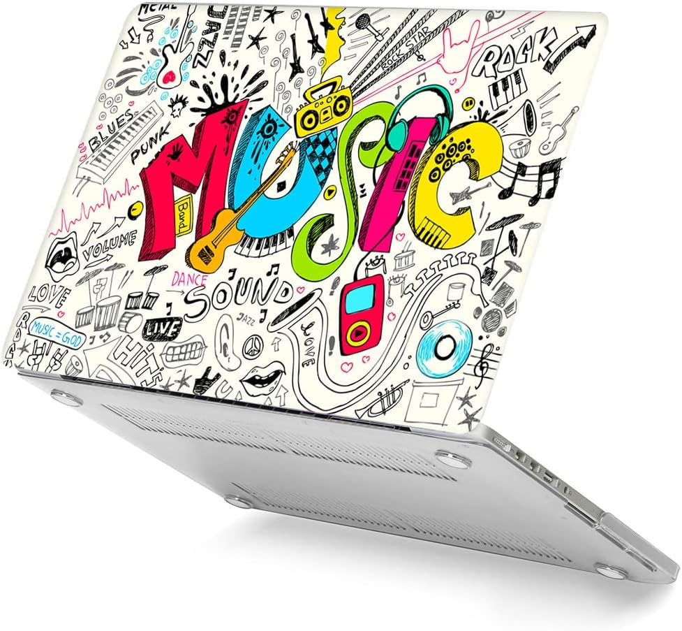 Hard Case Compatible with MacBook Pro 16 inch 2020 2019 Release A2141 with Touch Bar & Touch ID, Print Pattern Plastic Protective Cover Hard Shell Case & Keyboard Skin - Creative Music