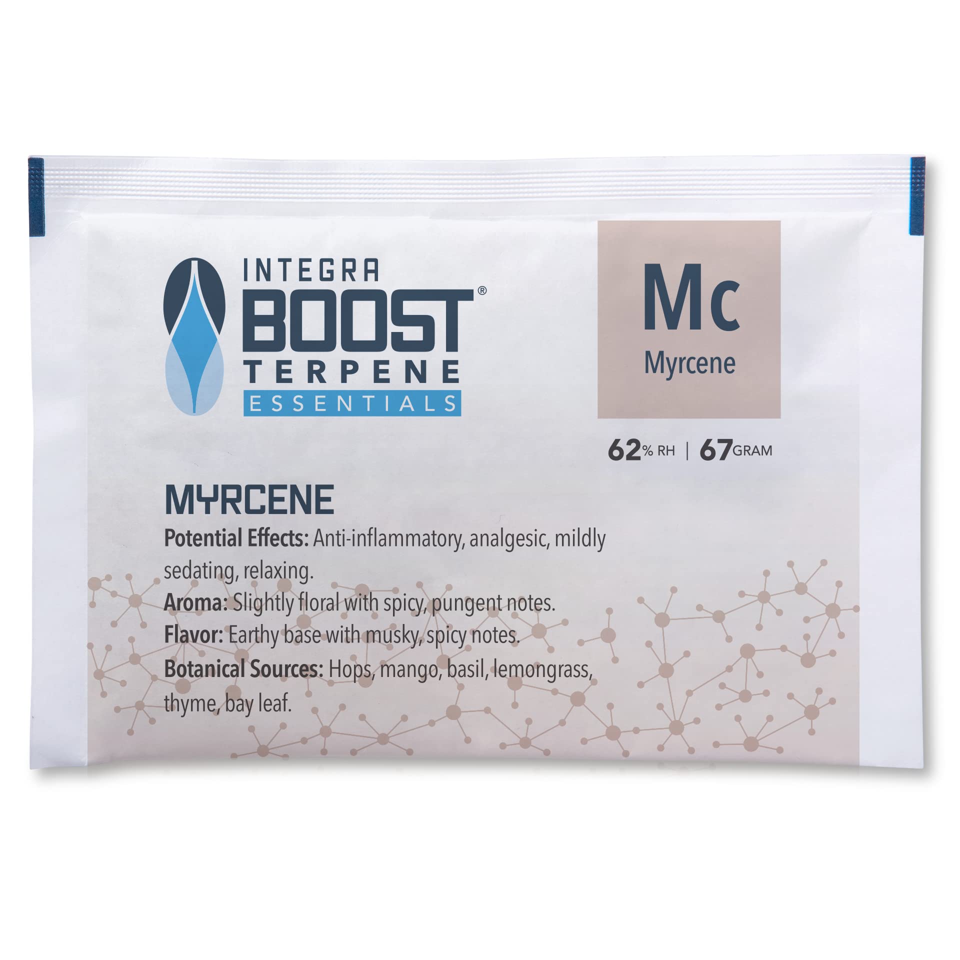 Integra Boost Myrcene Infusion Pack - 67 Gram Terpene Essentials Two-Way Humidity Control at 62 Percent RH