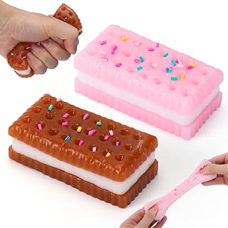 Vodolo Silicone Stress Relief Squishy,2 PCS Cookie Sticky Taba Squishy Fidget Toys Adults,Ultra-Soft Squeeze Toys,Fun Silicone Enjoy Decompression Toy,Soft and Relaxing Squeezing Toy