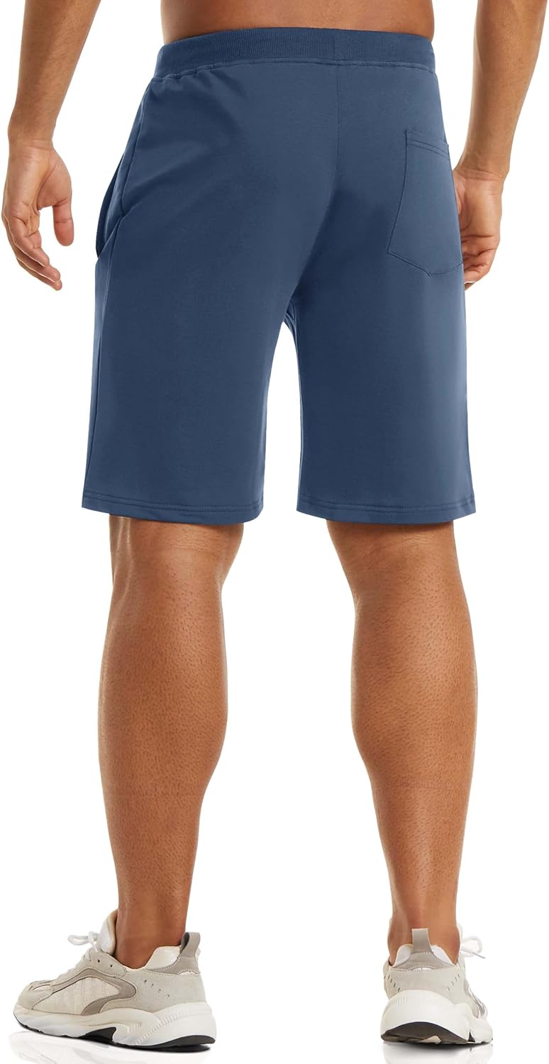 CRYSULLY Mens Athletic Gym Shorts Cotton Jogger Running Workout Jersey Zipper Pocket Sweat Shorts - Image 3