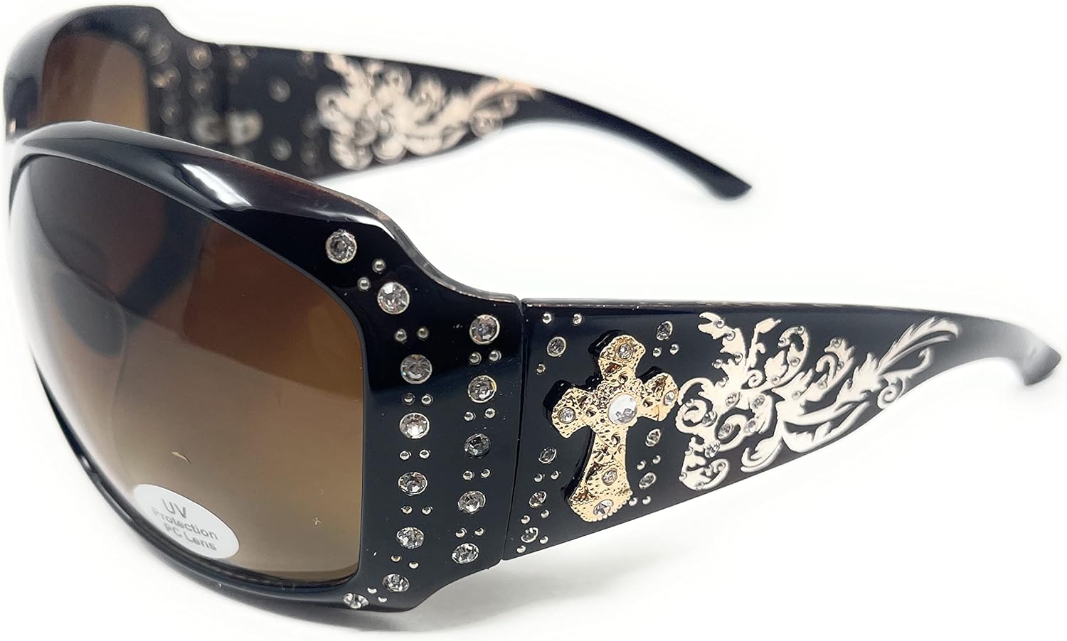 Texas West Womens Sunglasses With Rhinestone Bling UV 400 PC Lens Horse/Concho/Cross/Pistol/Butterfly/Star - Image 2