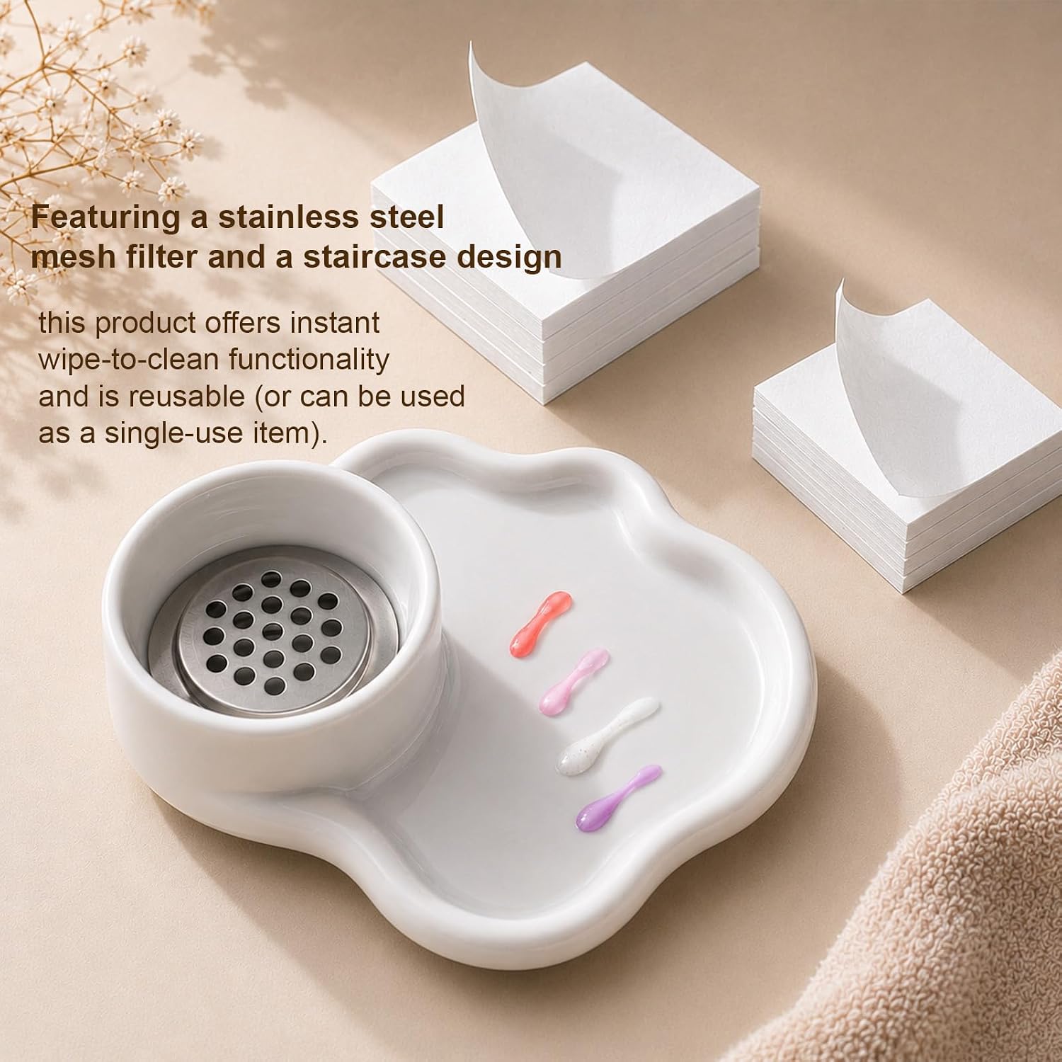 NQEUEPN 400 Sheet Nail Art Palette Paper with Brush Washing Tray