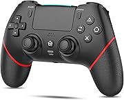 PS4コントローラー【2026年新版·金賞傑作】Onefun ps4 コントローラー 大容量1000mAh Bluetooth無線接続 背面ボタン付き マクロ機能 Turbo自動連射機能 6軸ジャイロセンサー搭載 16時間連続使用 高耐久ボタン イヤホンジャック付き ワイヤレス4コントローラ ー P4/P4 Pro/Slim/PC対応 日本語取扱説明書 （ブラック/レッド）