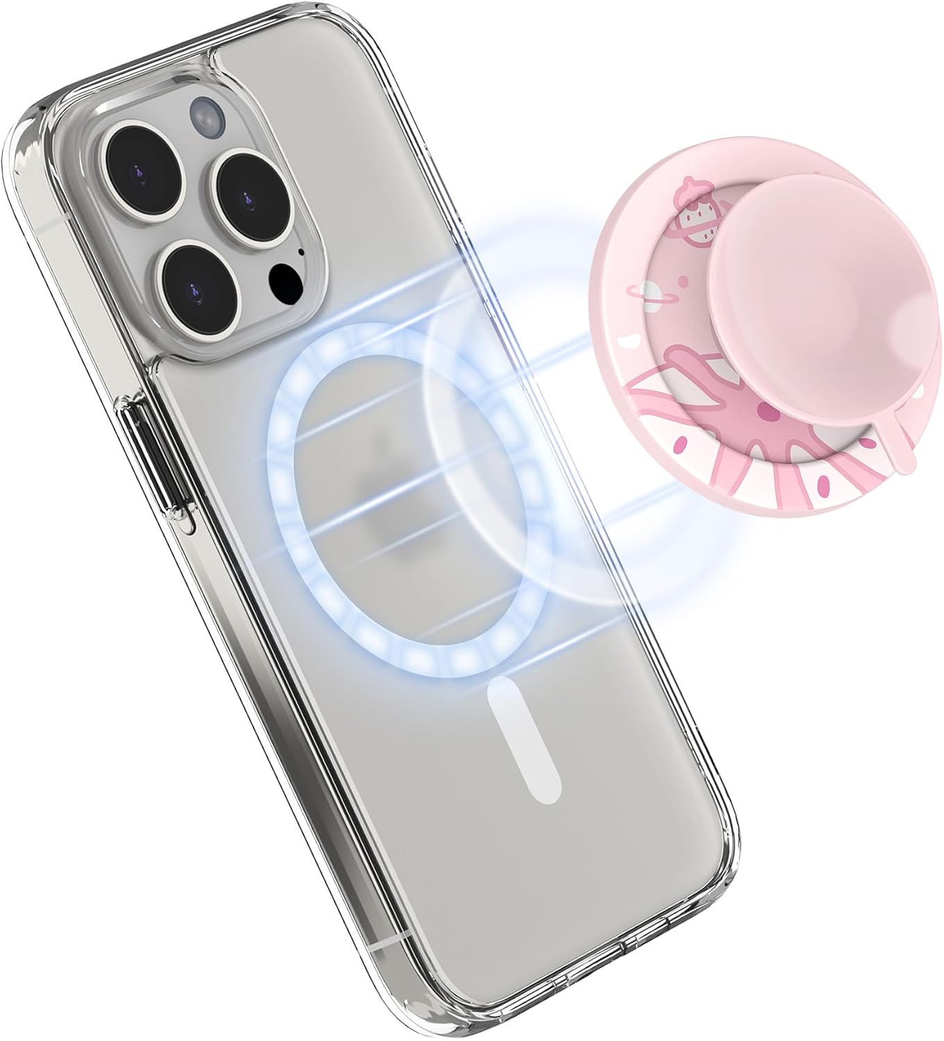 PROfezzion Magnetic Suction Phone Case Silicone Suction Phone Mount, Pink
