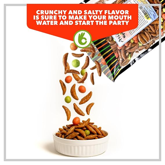 Spicy Island Arare Rice Crackers - Hot Mochi Crunch Asian Snack Mix - Assorted Shapes and Flavors - Sweet, Salty, and Umami Taste - Kakinotane, Wasabi Peas, and Red Iso Peanut - 12 Ounce