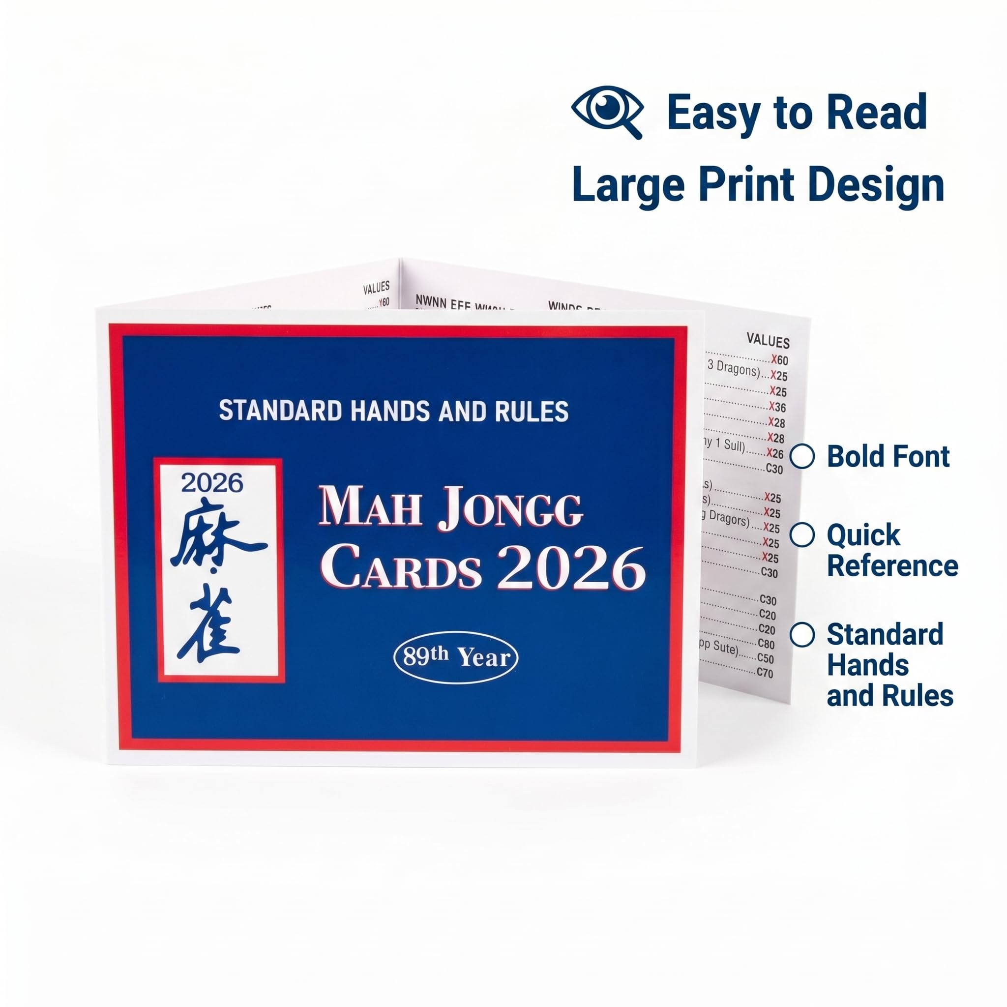2025 Mah Jong Cards Office Revision, Large Print American Mahjong Card, Official Hands and Rules for American Mahjong, Easy-to-Read Guide Set for Beginners & Seniors, 4 PCS — view 2