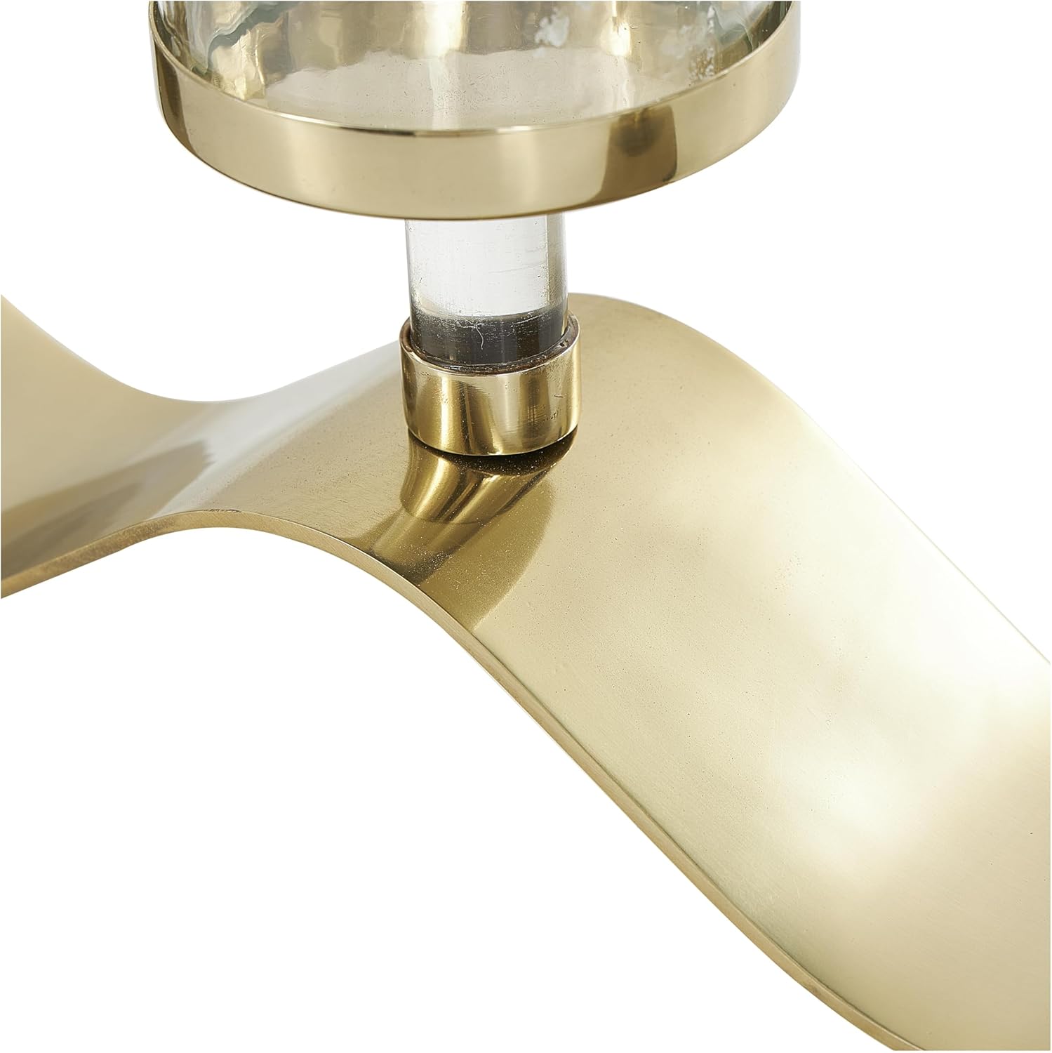 Deco 79 Stainless Steel Metal Room Hurricane Lamp 4 Candle Hurricane Candle Holder with Wavy Base, Table Centerpiece Lamp 33" x 4" x 10", Gold