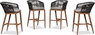 PURPLE LEAF Counter Height Bar Stool Set of 4 Woven Rattan Counter Stool Bar Chairs Outdoor Barstool for Patio Island Lawn Kitchen Brown