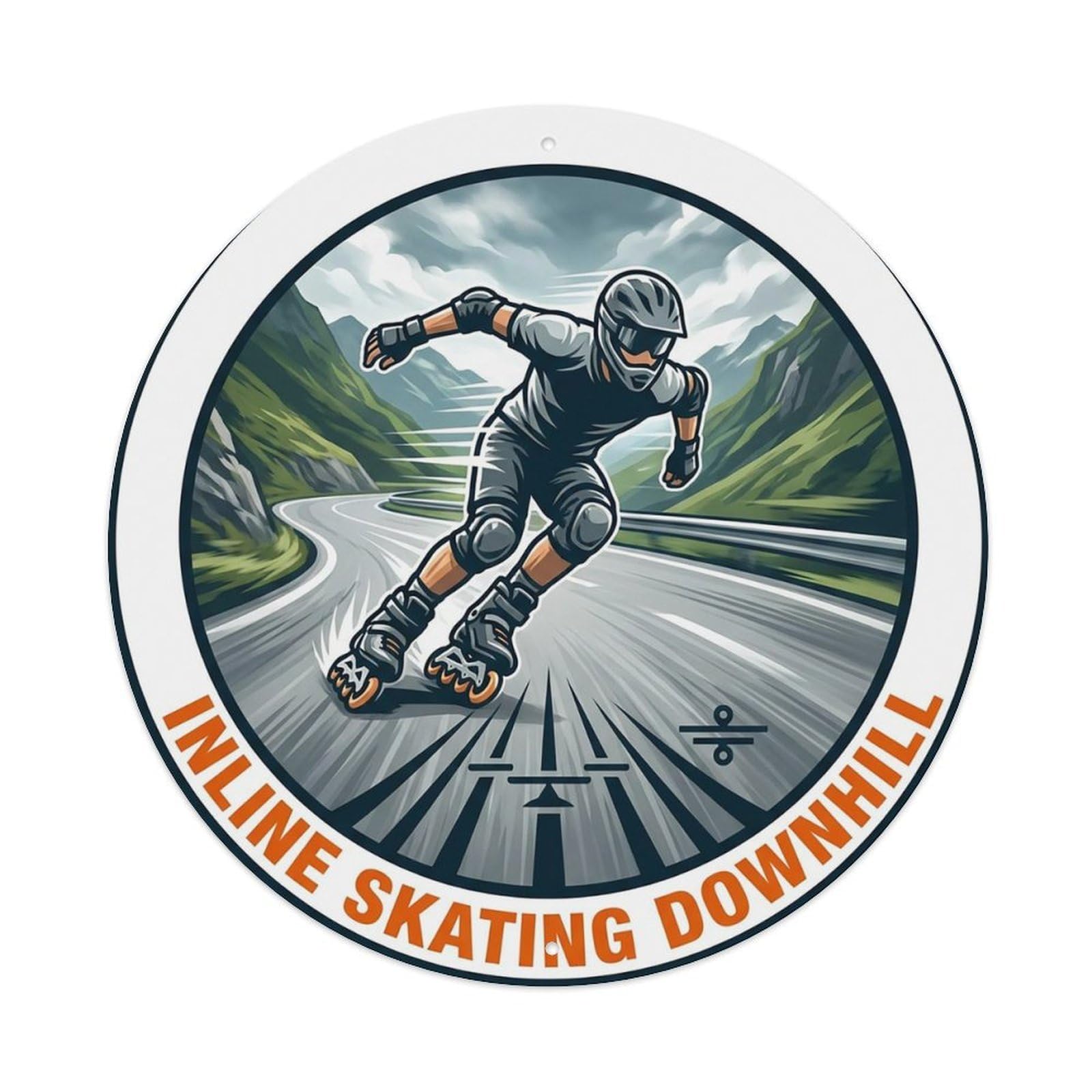 Vintage Inline Skating Downhill Extreme Sports Vintage Metal Tin Sign Plaque Wall Decor for Cafe, Club Bar, Office, Garden Metal Poster 8x8Inch