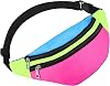 80s 90s Neon Fanny Pack for Women Adjustable Retro Two Pockets Waist Bags Lightweight Belt Waterproof Traveling Running Bags for Women Men Travel Festival Theme Party
