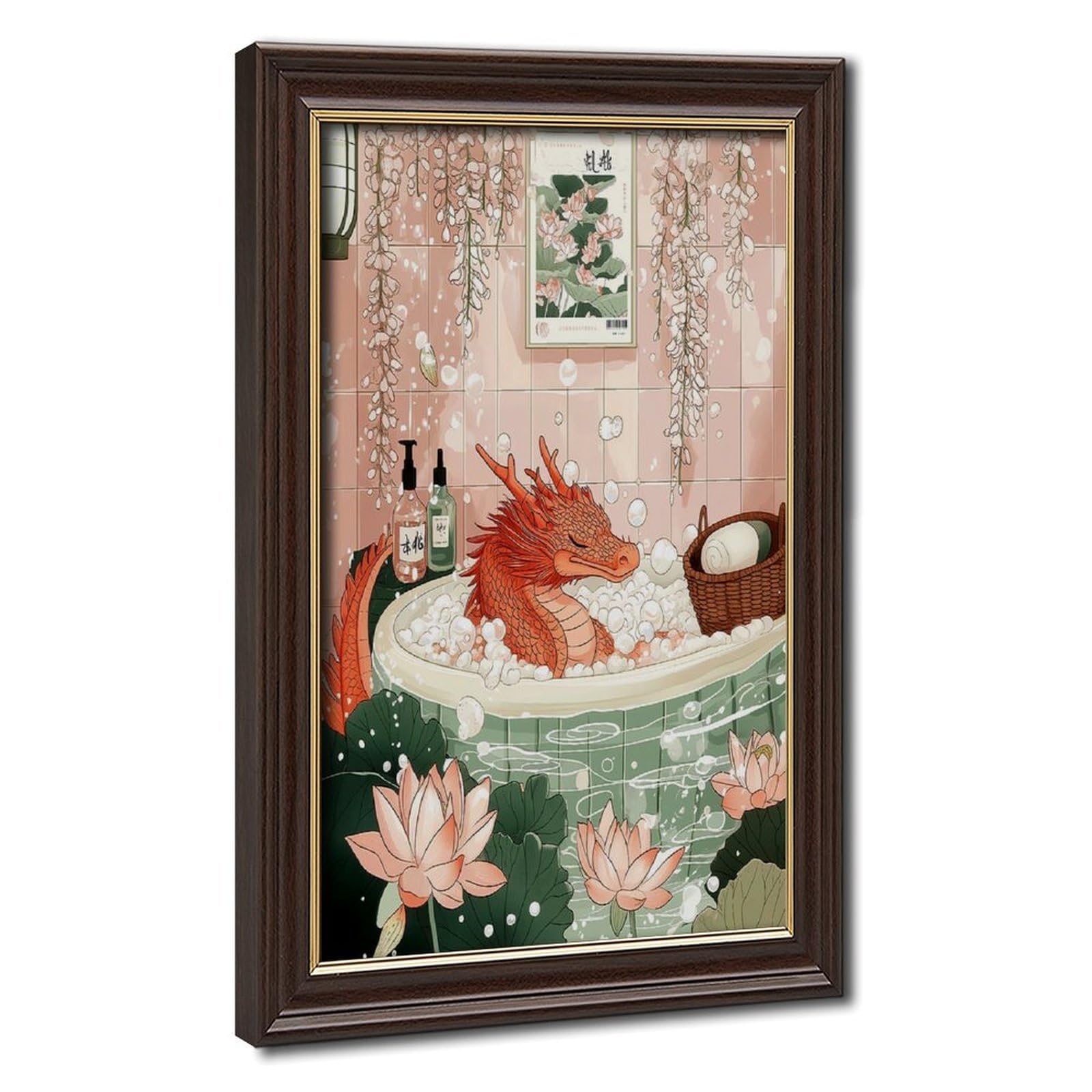 Bareronor Japanese Red Dragon Poater Canvas Poster Bedroom Decor Landscape Office Room Decor Gift 24" L X 36" W